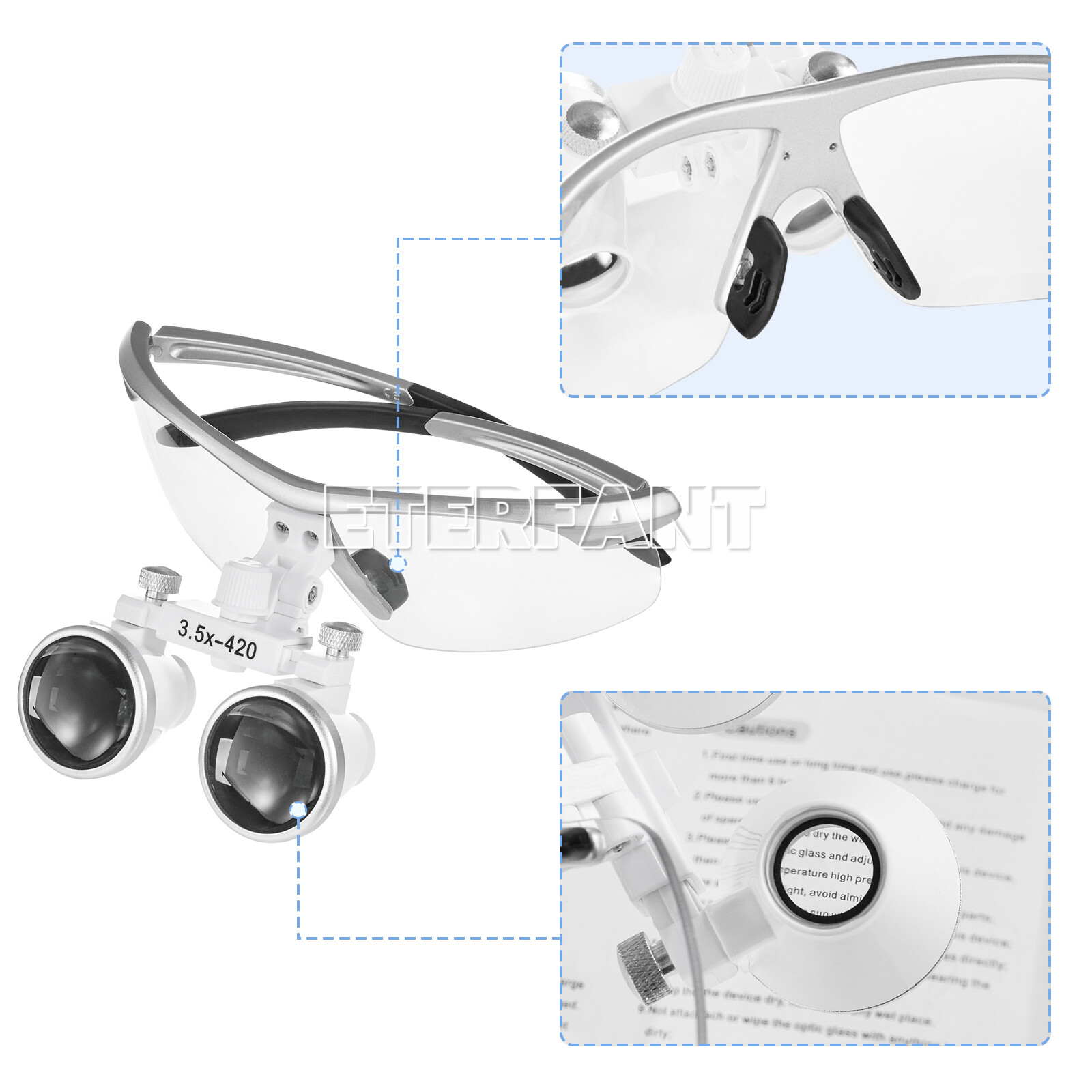 ETERFANT 3.5X Dental Surgical Binocular Loupes Glasses Optical Lens Magnifier
