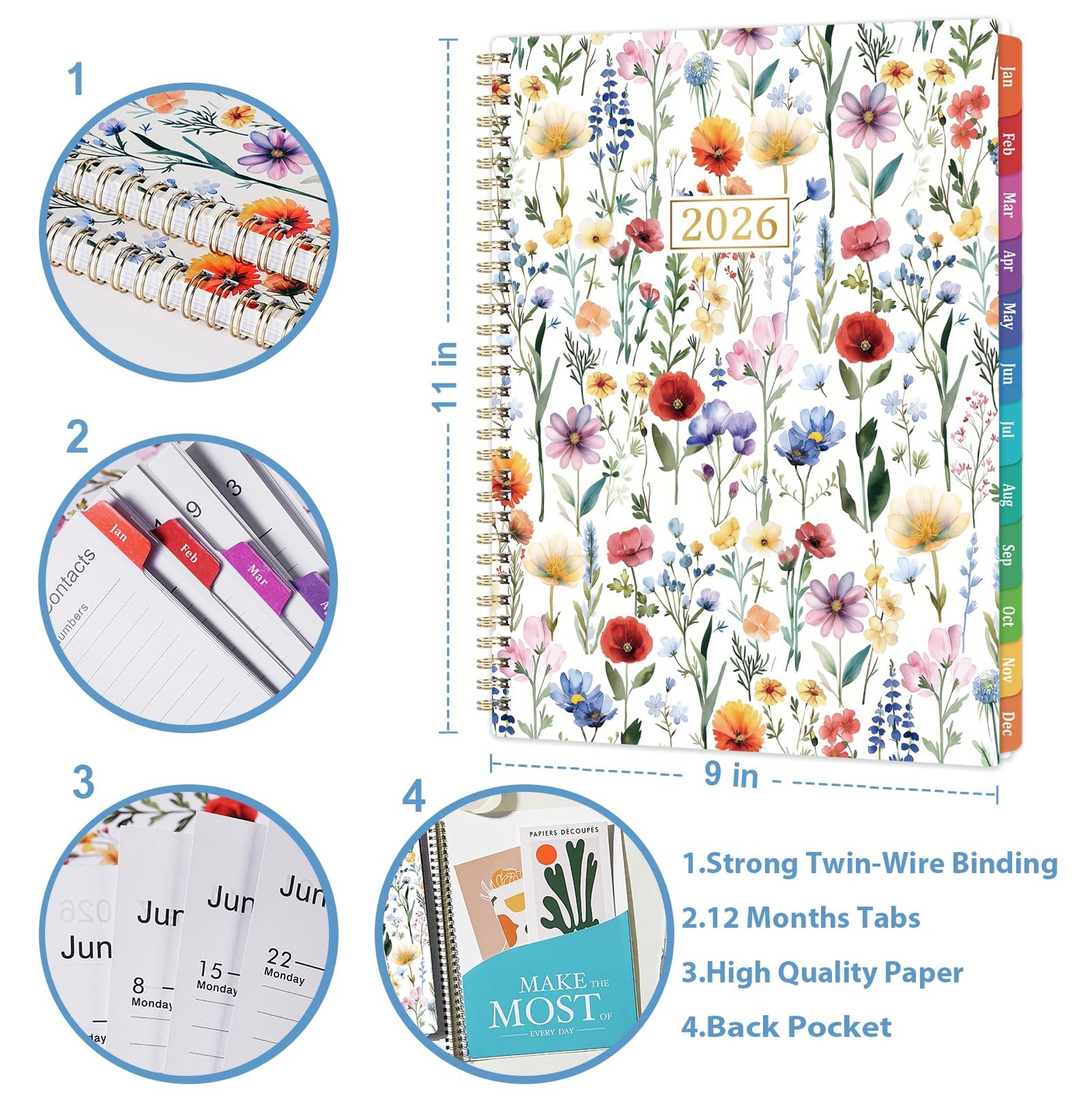 2026 Planner – Jan. 2026 – Dec. 2026, 8.5″ x 11″ Planner Weekly and Monthly, …