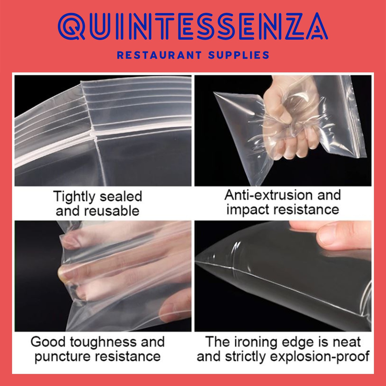 7» x 10» = 6 Mil Thick Clear Zipper Reclosable Poly Bags by Quintessenza