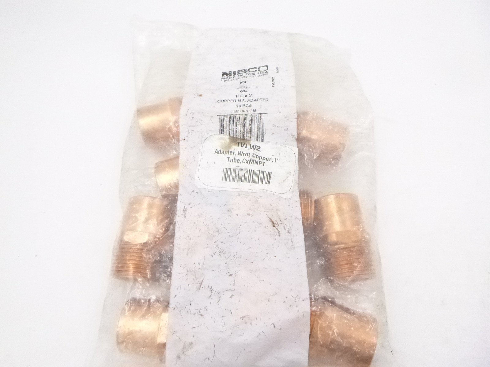 Pk of 10 Adapter Wrot Copper Cup x MNPT 1″ Copper Tube Size For 1 1/8″ x 1 1/8″