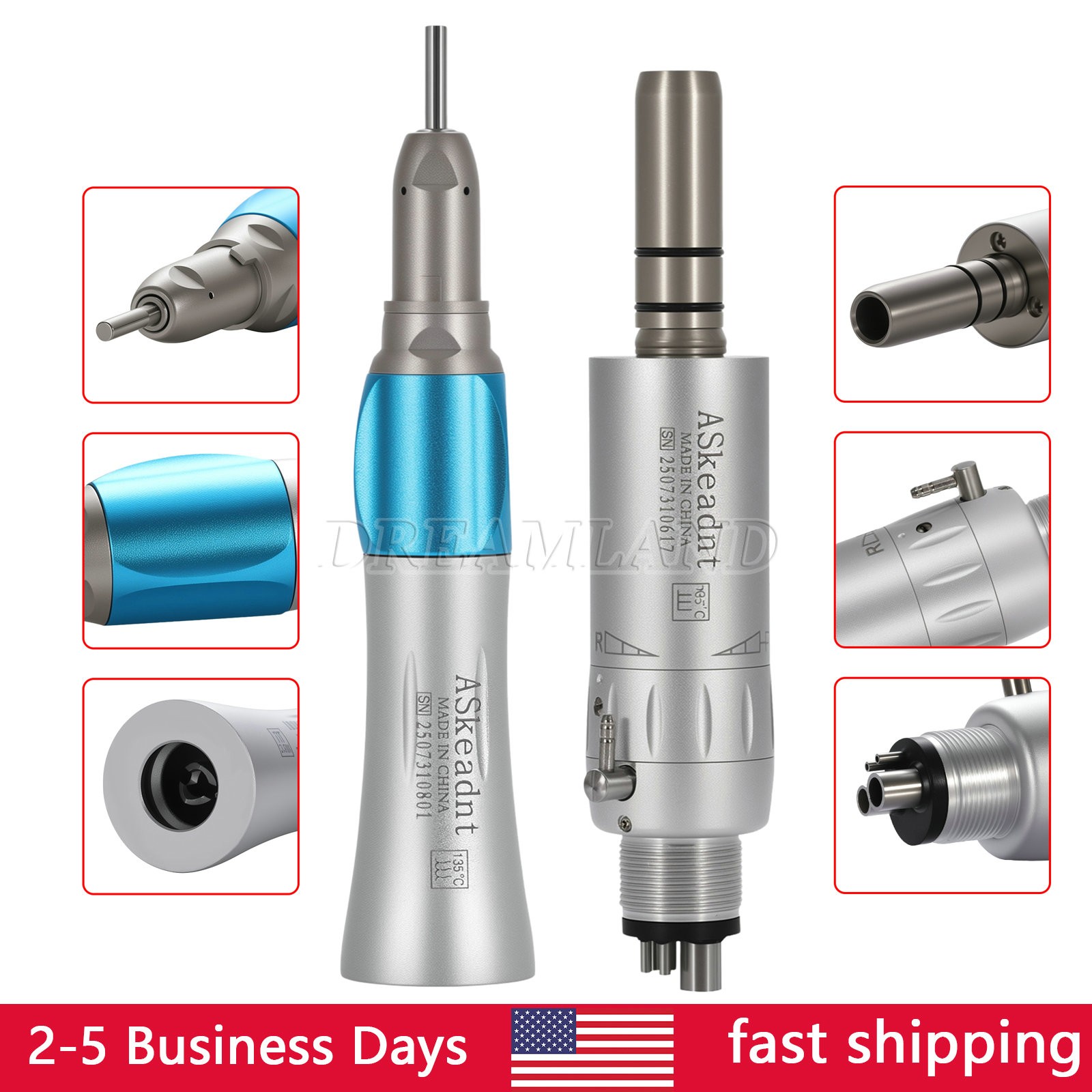 Dental Straight Nose cone / Air Motor 4Hole fit NSK Low Slow Speed Handpiece