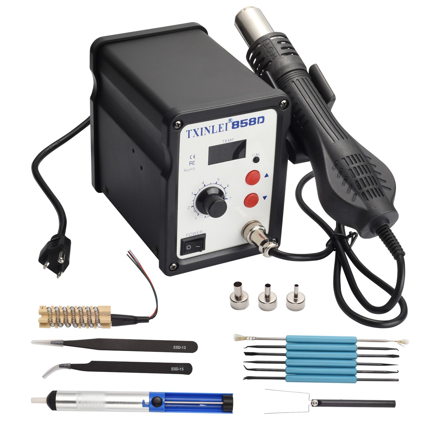 TXINLEI 858D Hot Air Rework Soldering Station with Temperature Control