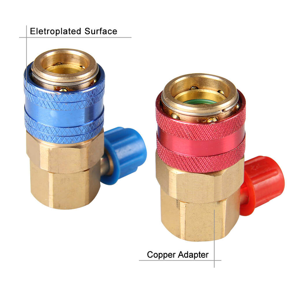 2 Car Air Conditioner Quick Connector AC Manifold Gauge High/Low Coupler Adapter