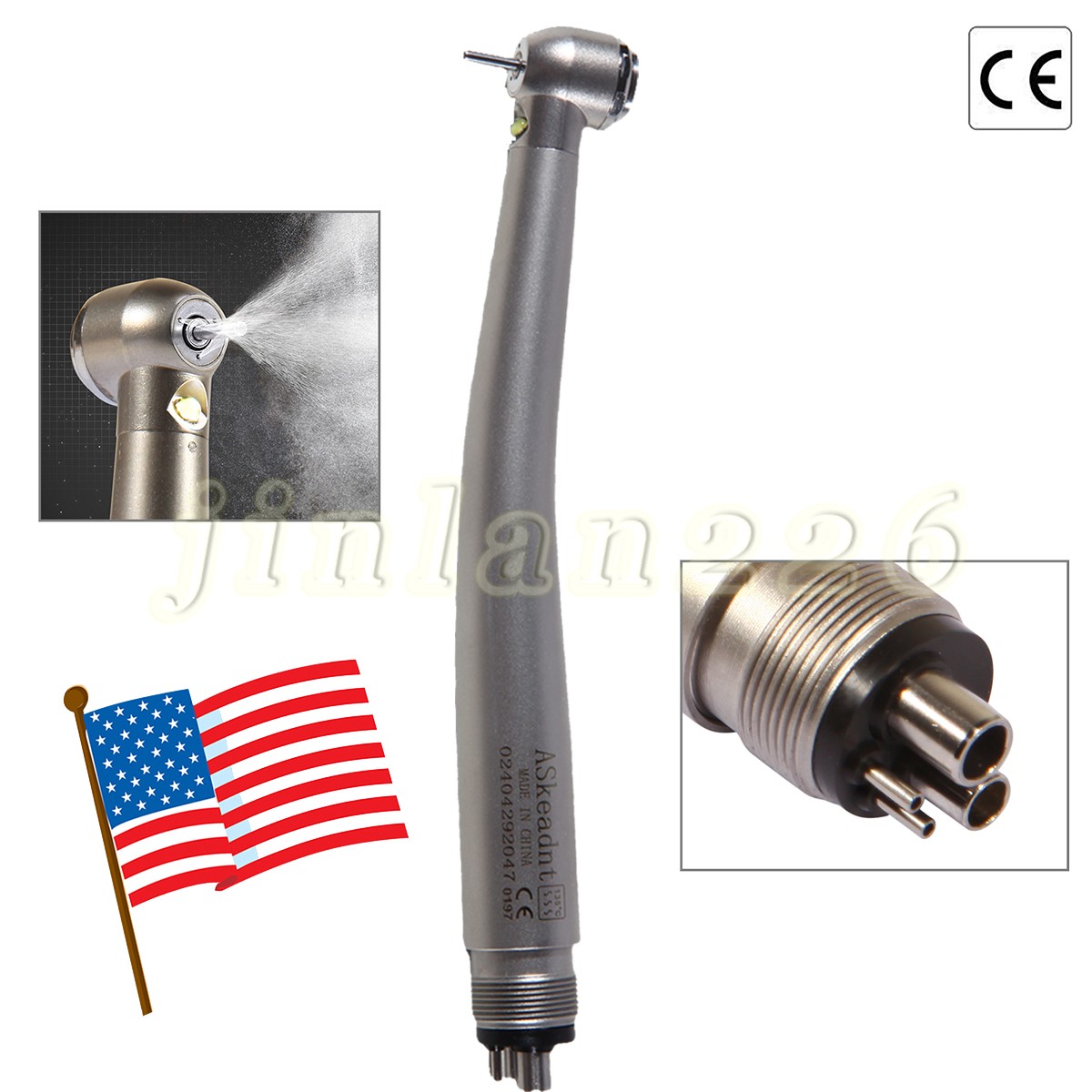 Dental LED E-Generator Fiber Optic High Speed Handpiece 4 Hole NSK Style