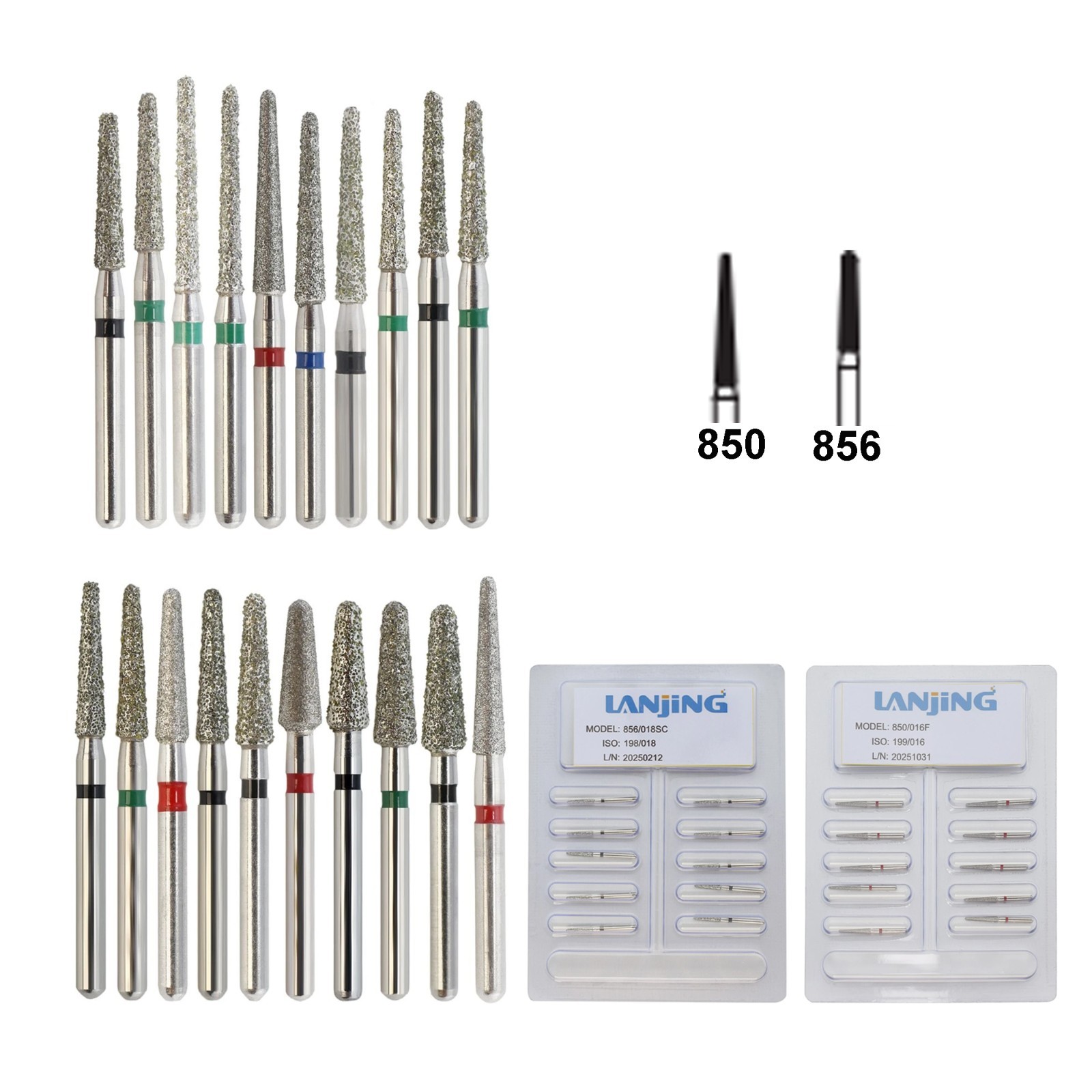FG Diamond Bur Round End Taper Crown & Bridge Diamonds Super Coarse Fine 856 850