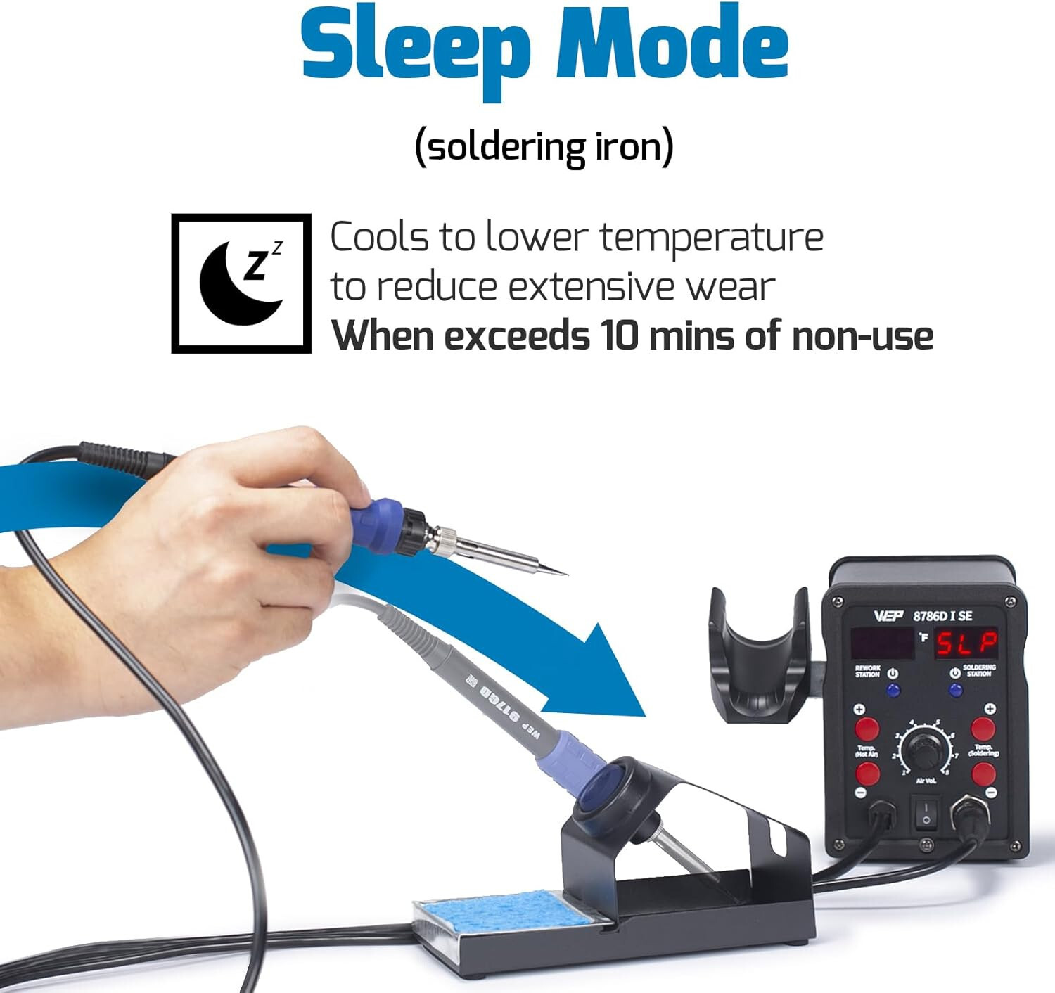 WEP 8786D-I SE Hot Air Soldering Iron Station Kit 2-IN-1 SMD Rework Station Tool
