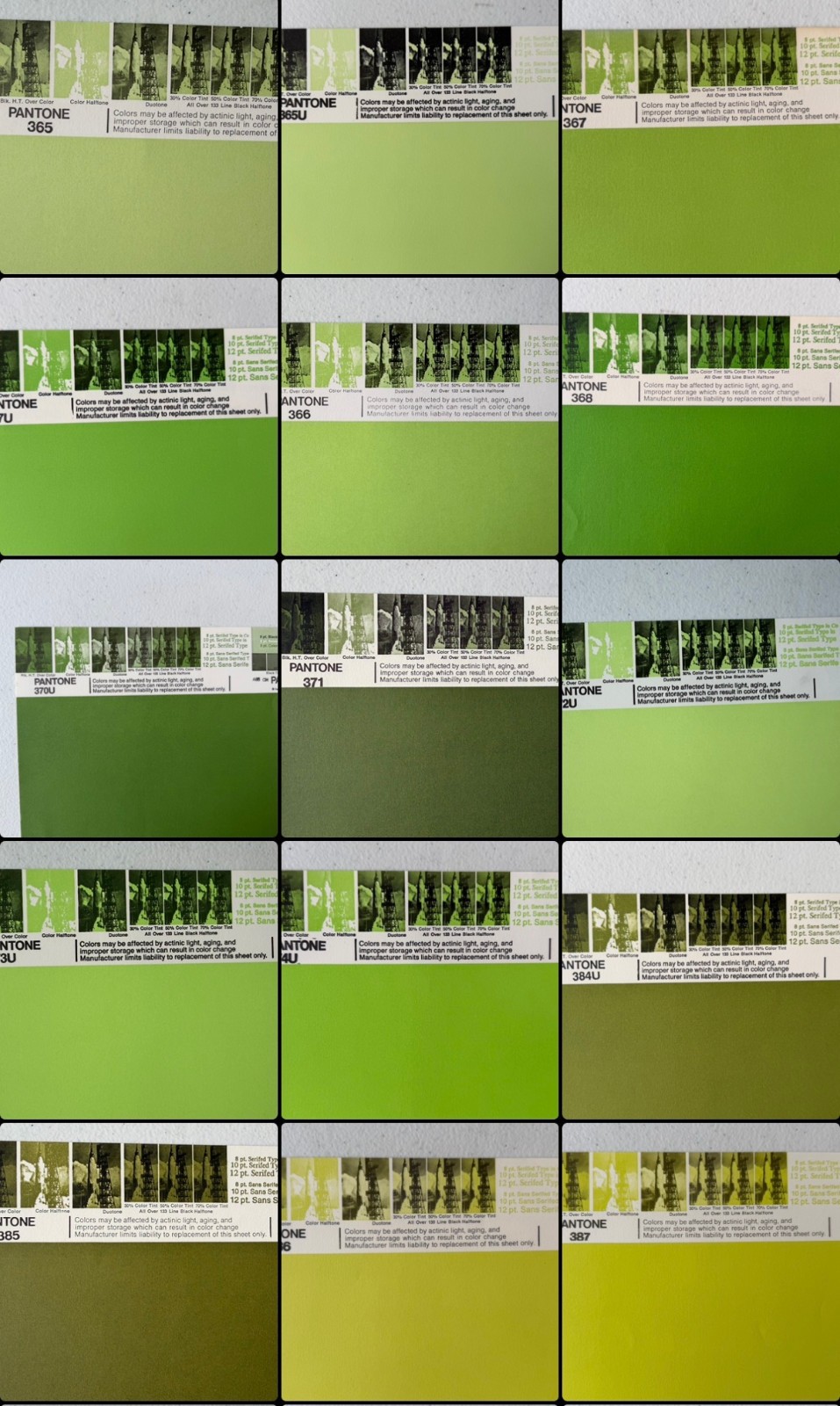 Pantone Vintage Poster [Green/Chartreuse/Olive] Uncoated Sheet by Leteraset