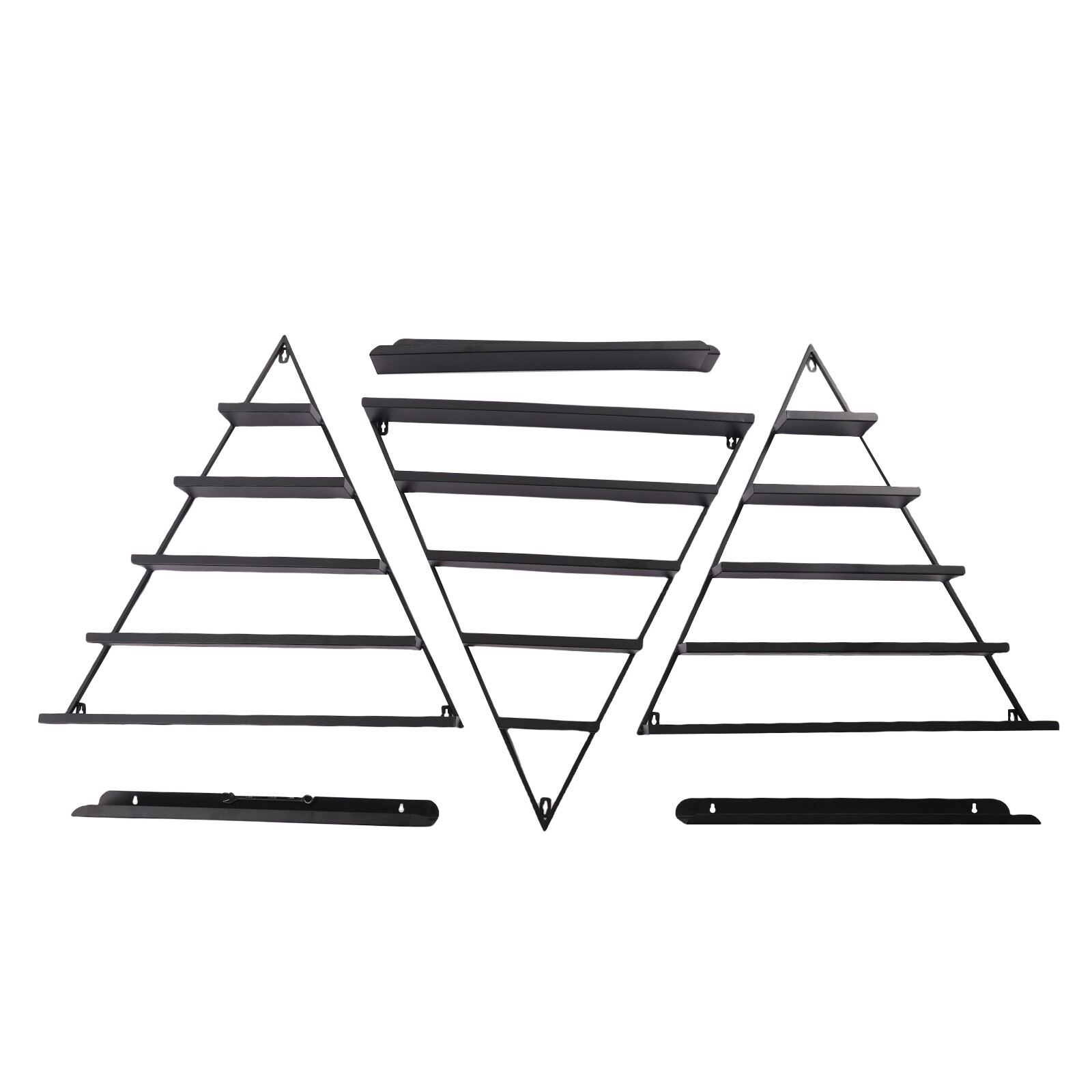 5 Tiers Metal Triangle Nail Polish Display Racks Black Wall-Mounting Shelf Kit