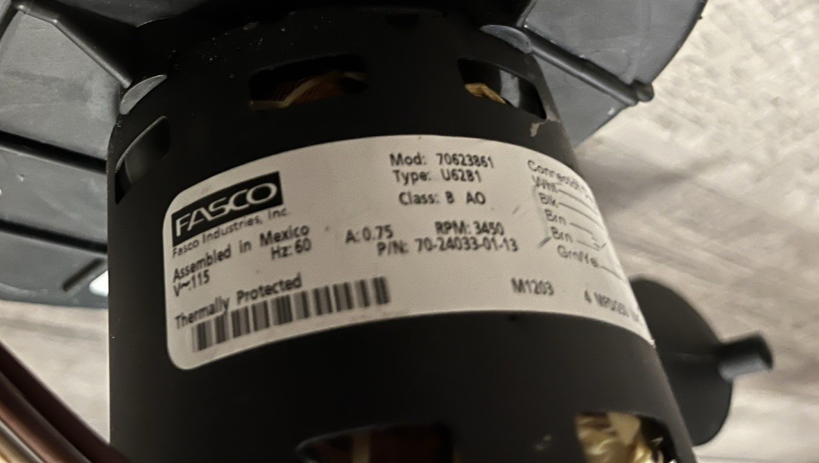 Fasco Swirlwind Inducer Motor Assembly 70582381 U62B1 115V Furnace Draft Blower