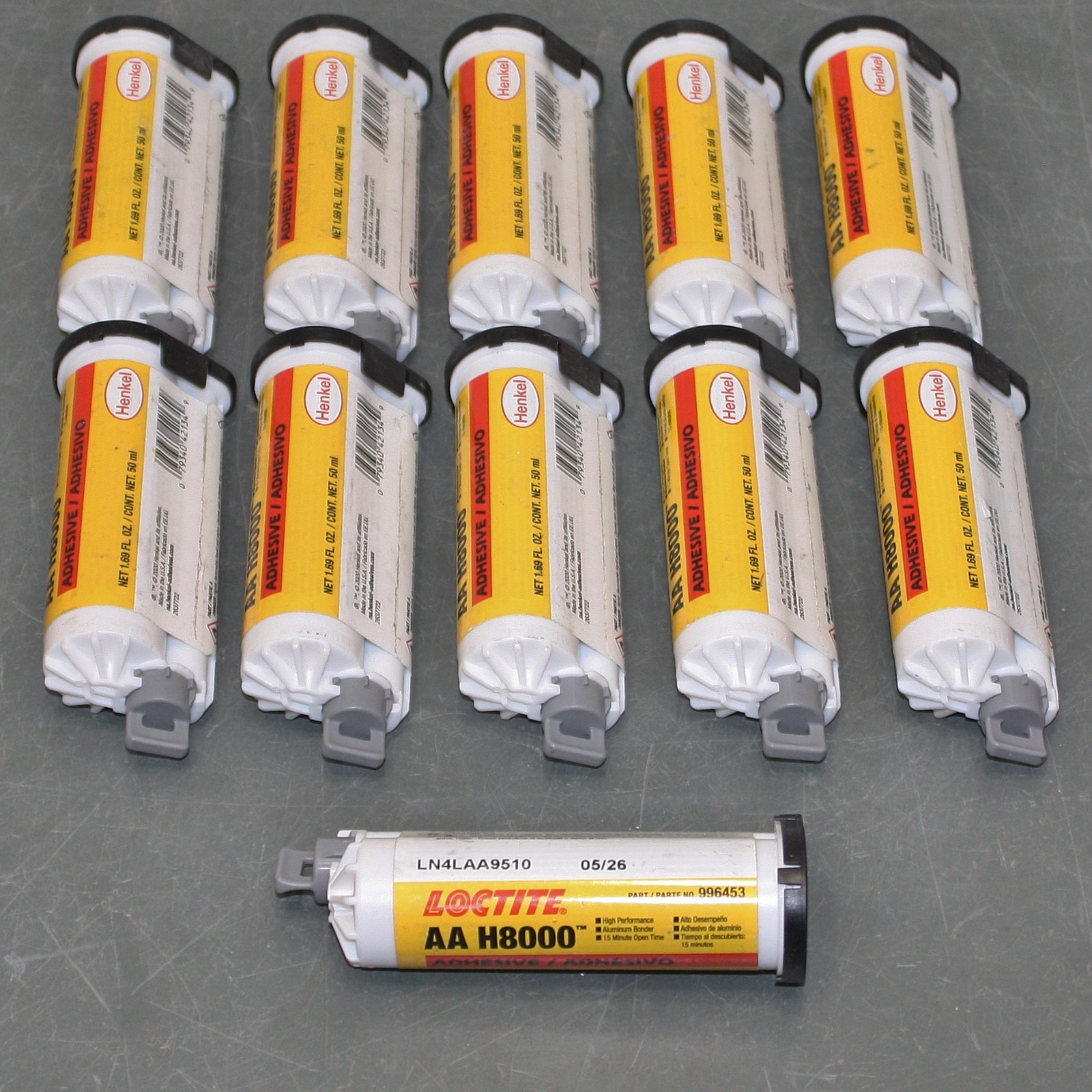 EXPIRED 5/2026 – (11) Loctite AA H8000 Acrylic Adhesive 996453, 50mL Cartridge