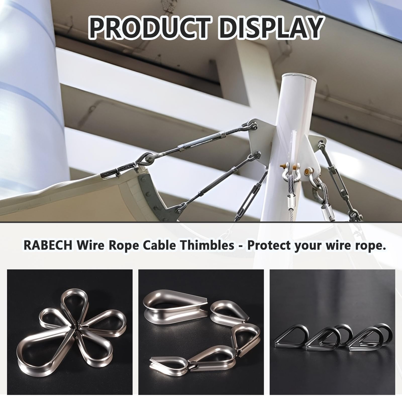 RABECH 7/8″ Wire Rope Thimble M22 Stainless Steel Pack of 2
