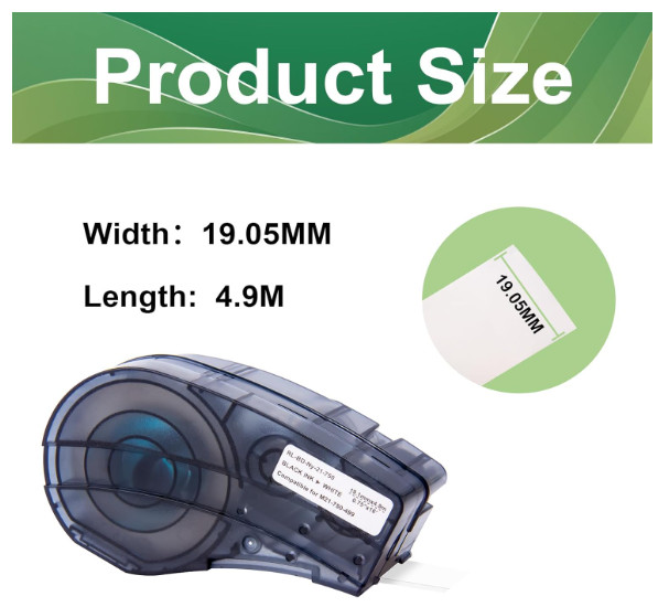 5PK Nylon Cloth Label Tape Compatible for M21-750-499 White 3/4” 19.1mm BMP2I