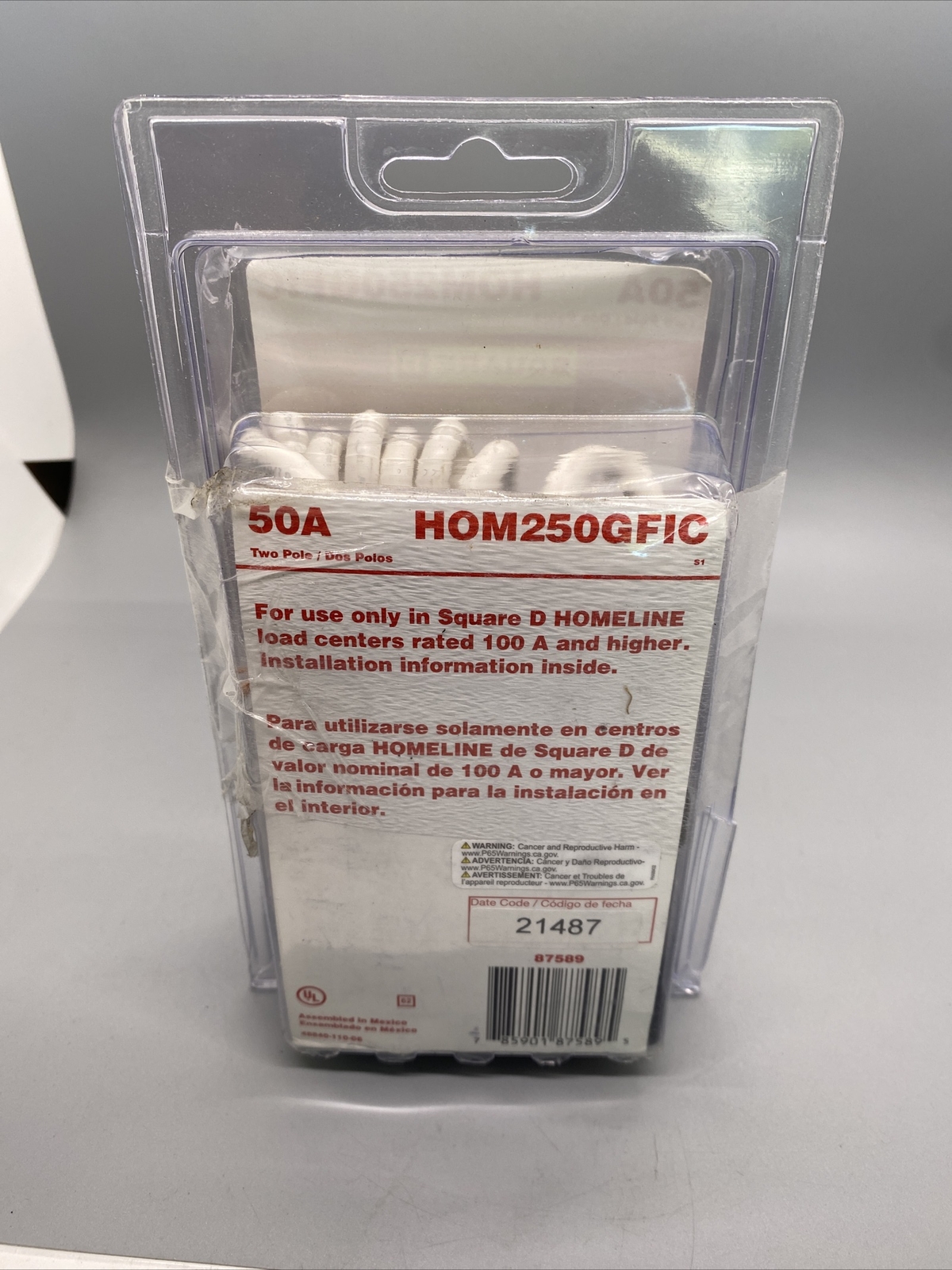 Square D Homeline HOM250GFIC 50A Two Pole Circuit Breaker & GFIC