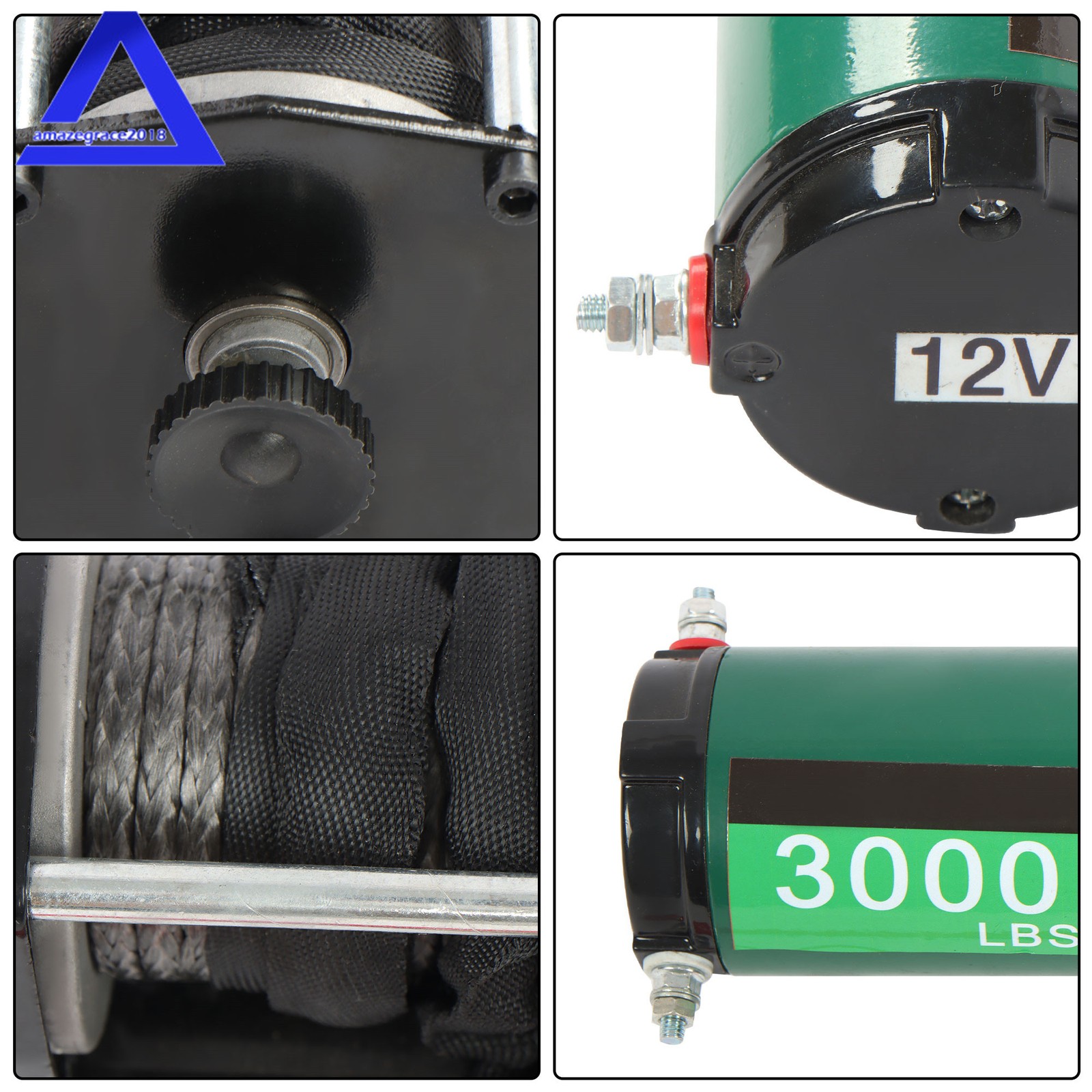 12V 3000LBS 1.3HP Electric Winch 32ft Synthetic Rope Wireless & Wired Remote