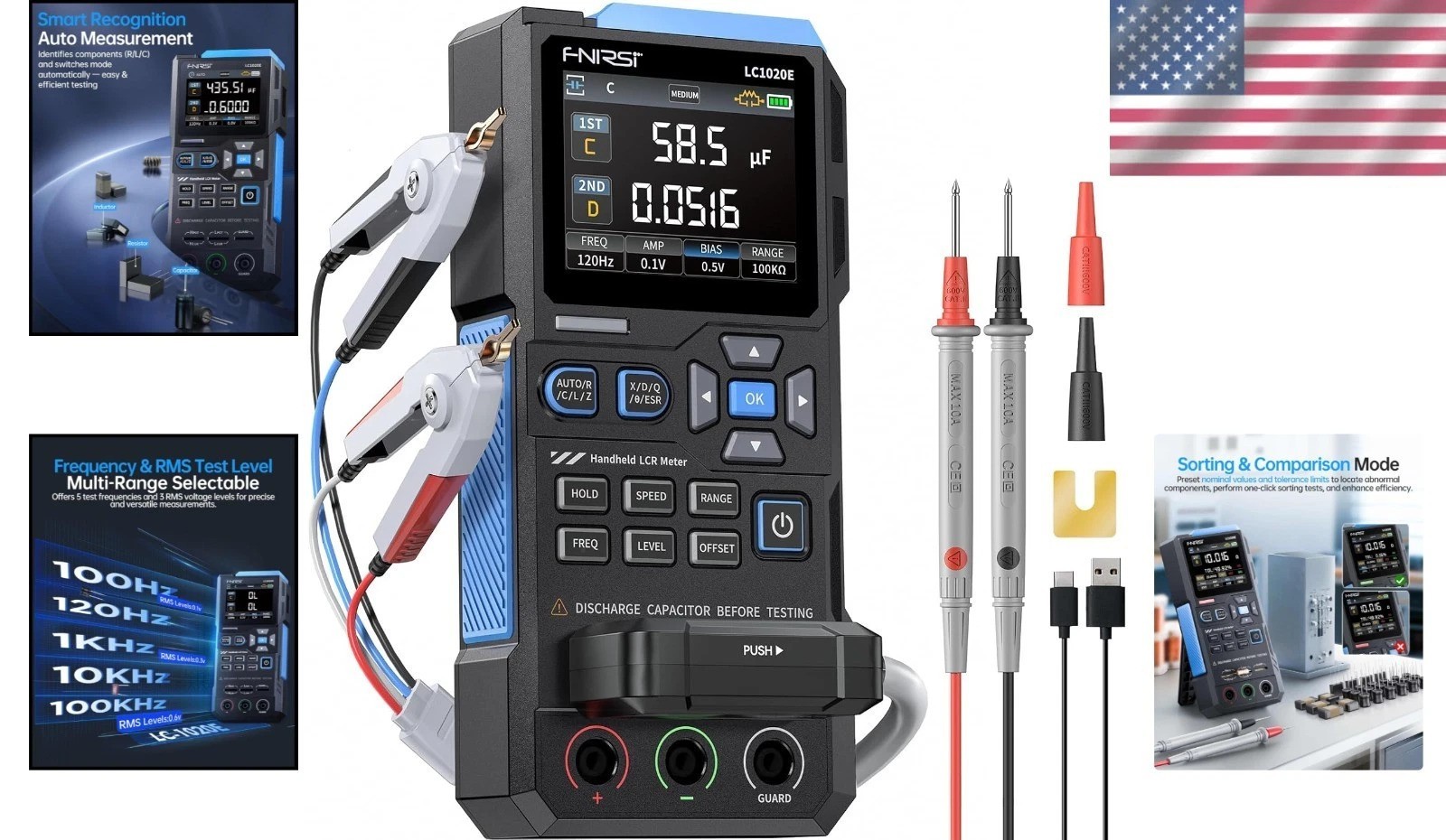 High-Precision LCR Meter 100kHz 19999 Counts Auto Component Tester
