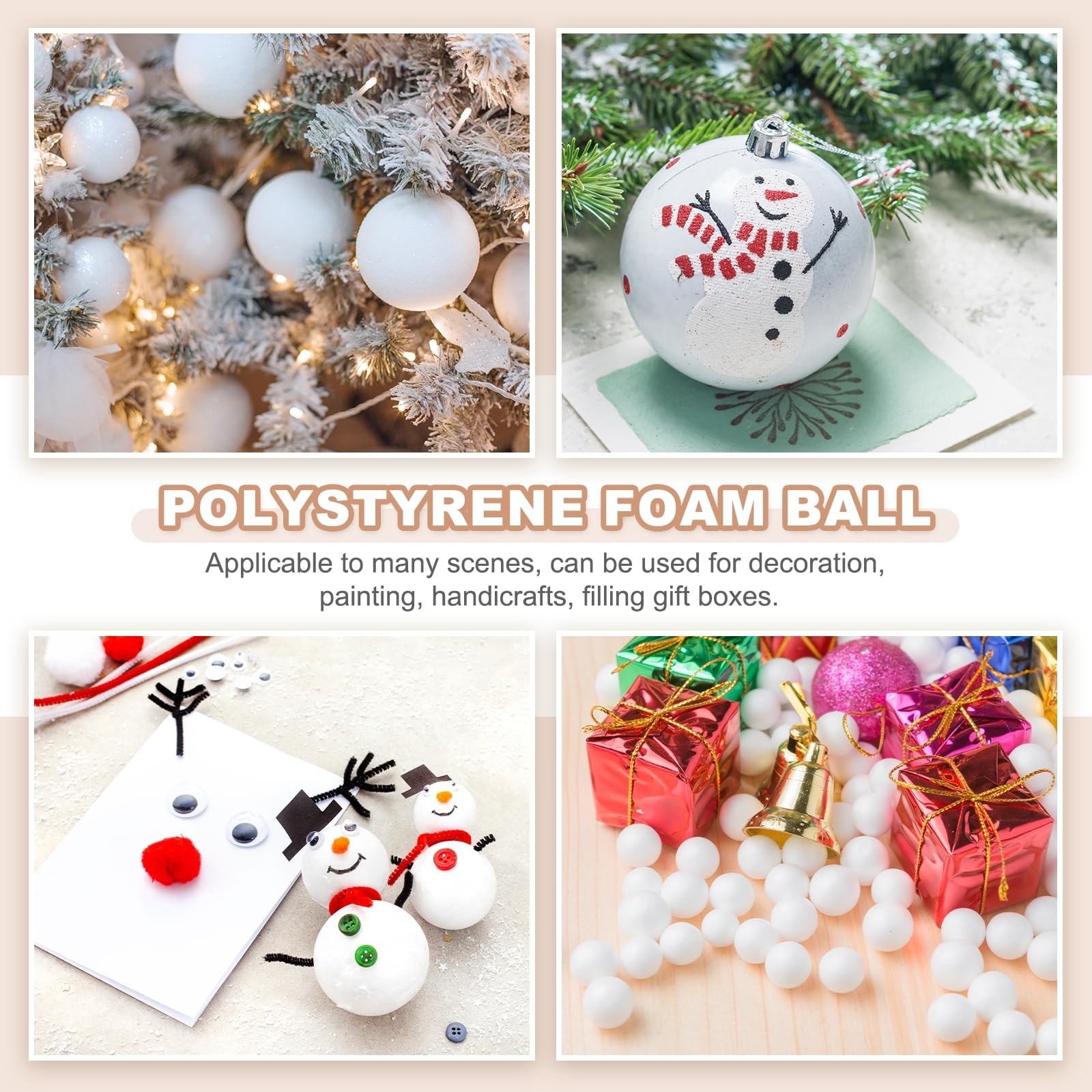 57 Pcs White Smooth Polystyrene Craft Foam Balls 0.4 Inch for DIY Decorations