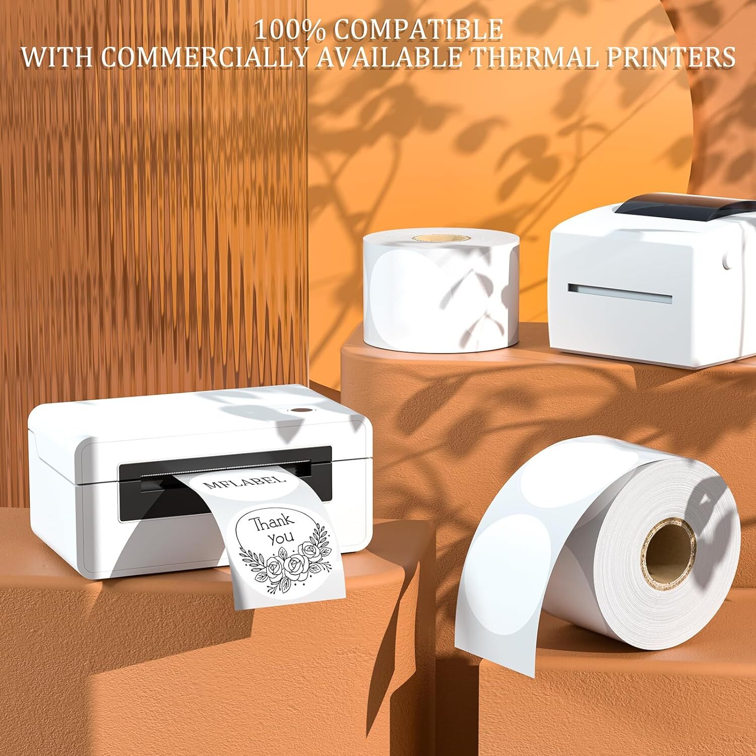 2 Inch Circle Thermal Stickers 750/Roll Self-Adhesive for Rollo Phomemo DIY
