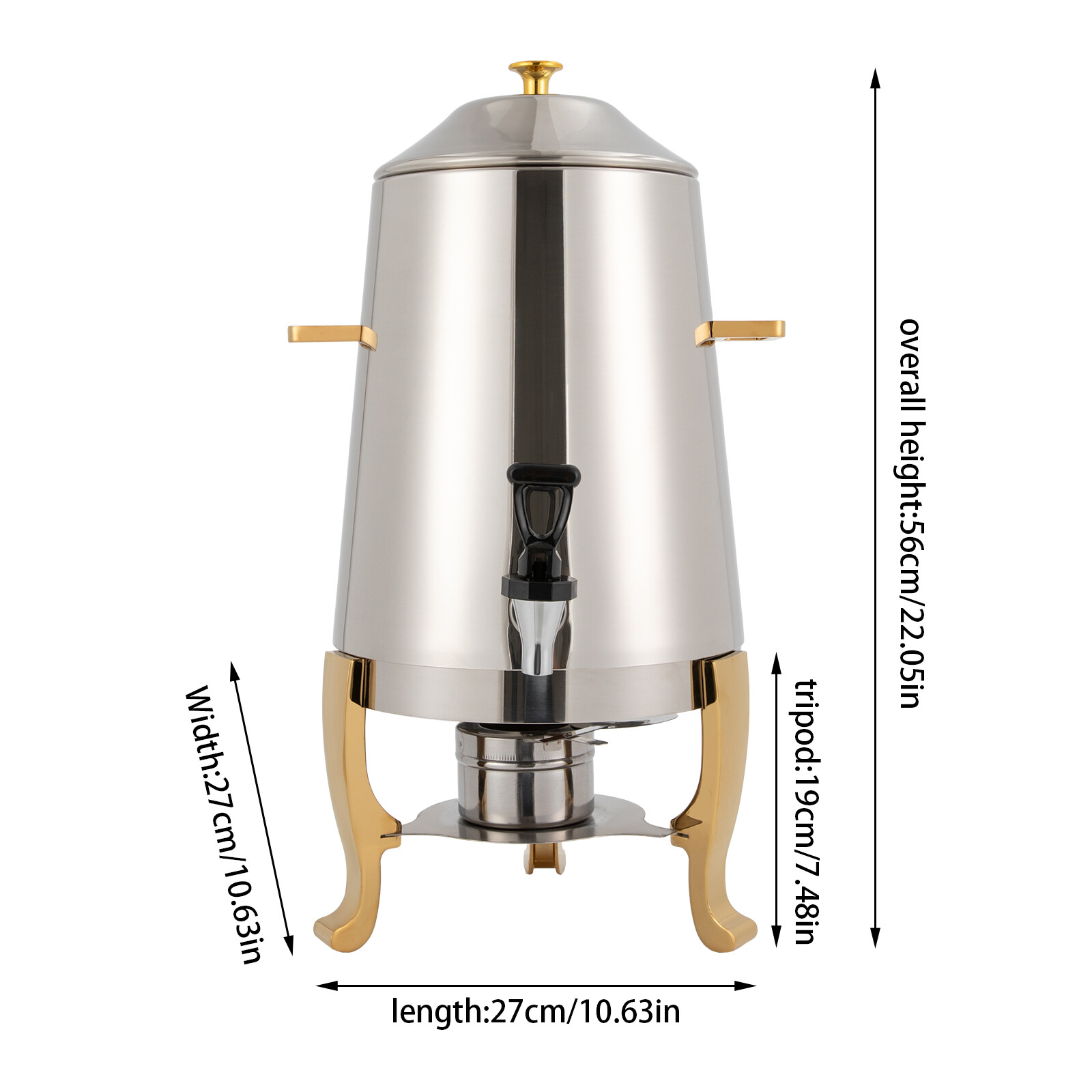 400W Insulated Beverage Dispenser for Hot Drinks 3.43Gal Stainless Steel USA