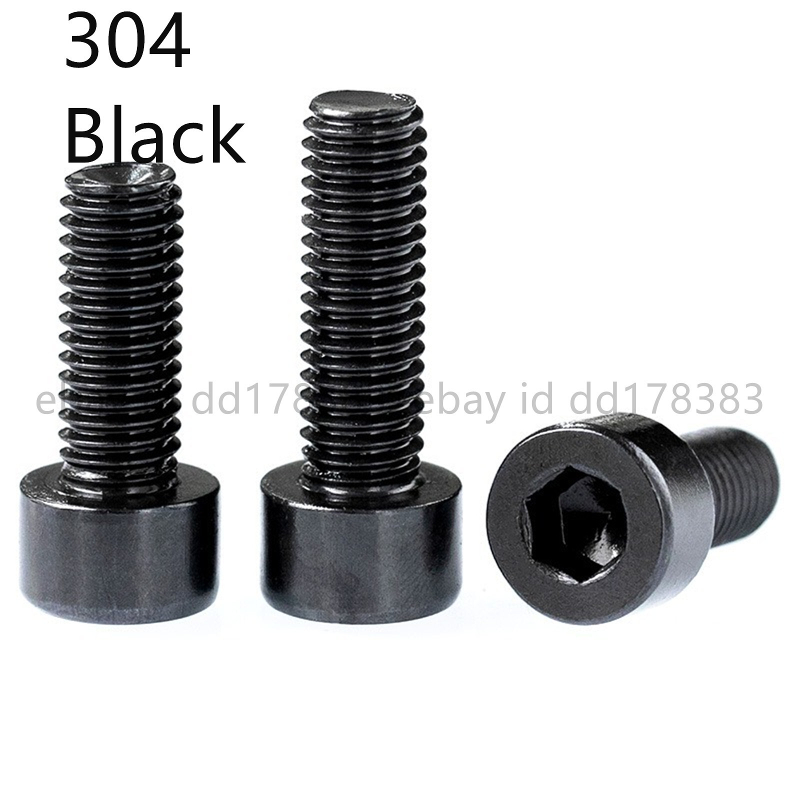 Black 304 Stainless Steel Allen Hex Socket Bolts Cap Head Screws M4 M5 M6 M8