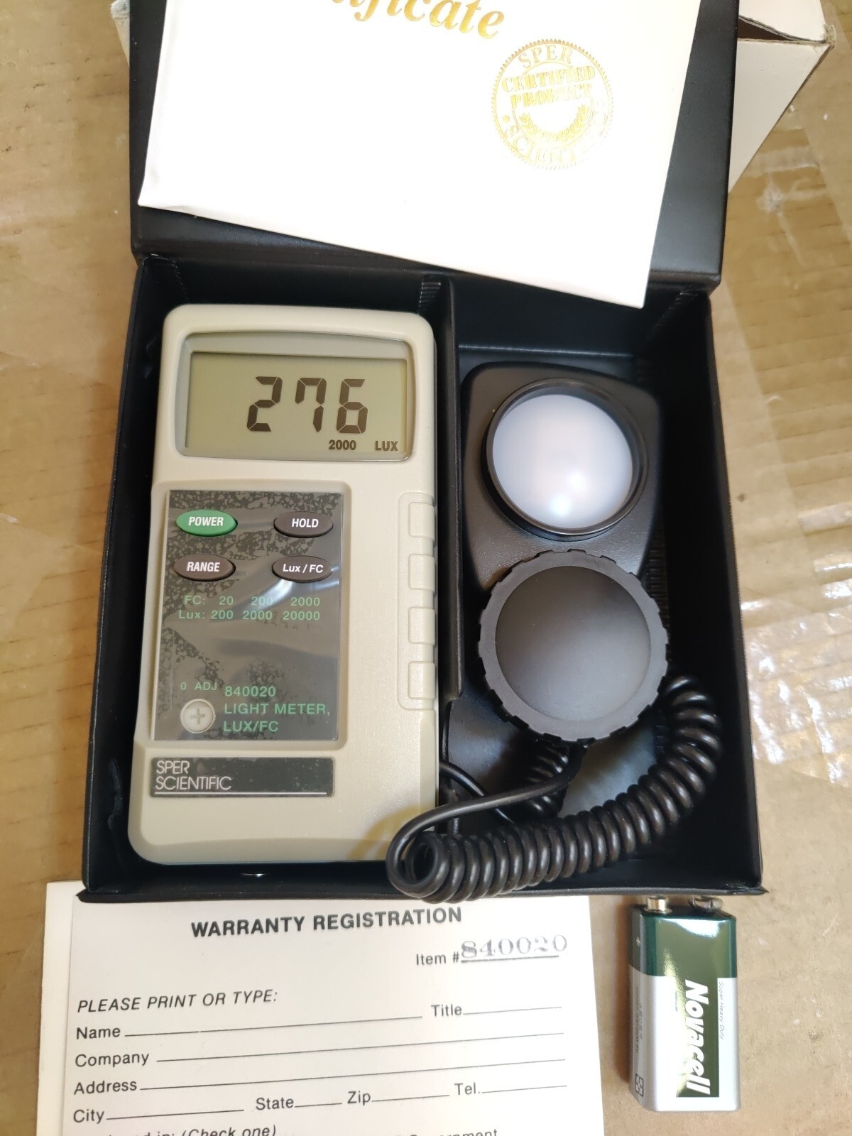 SPER Scientific Light Meter LUX/FC – Model 840020C – NIST Calibration