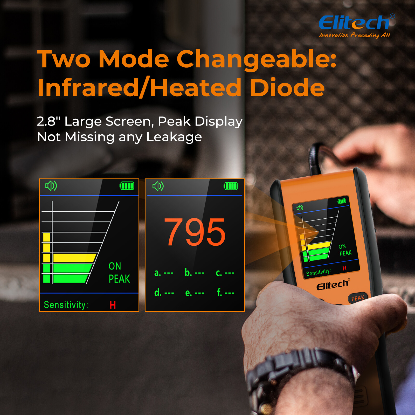 Used Elitech Infrared&Heated Diode HVAC Refrigerant Leak Detector IR-200