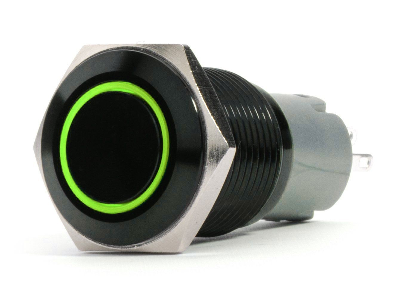Race Sport 19mm Latching / Momentary Push Button Switch ON-OFF W Green LED 12V