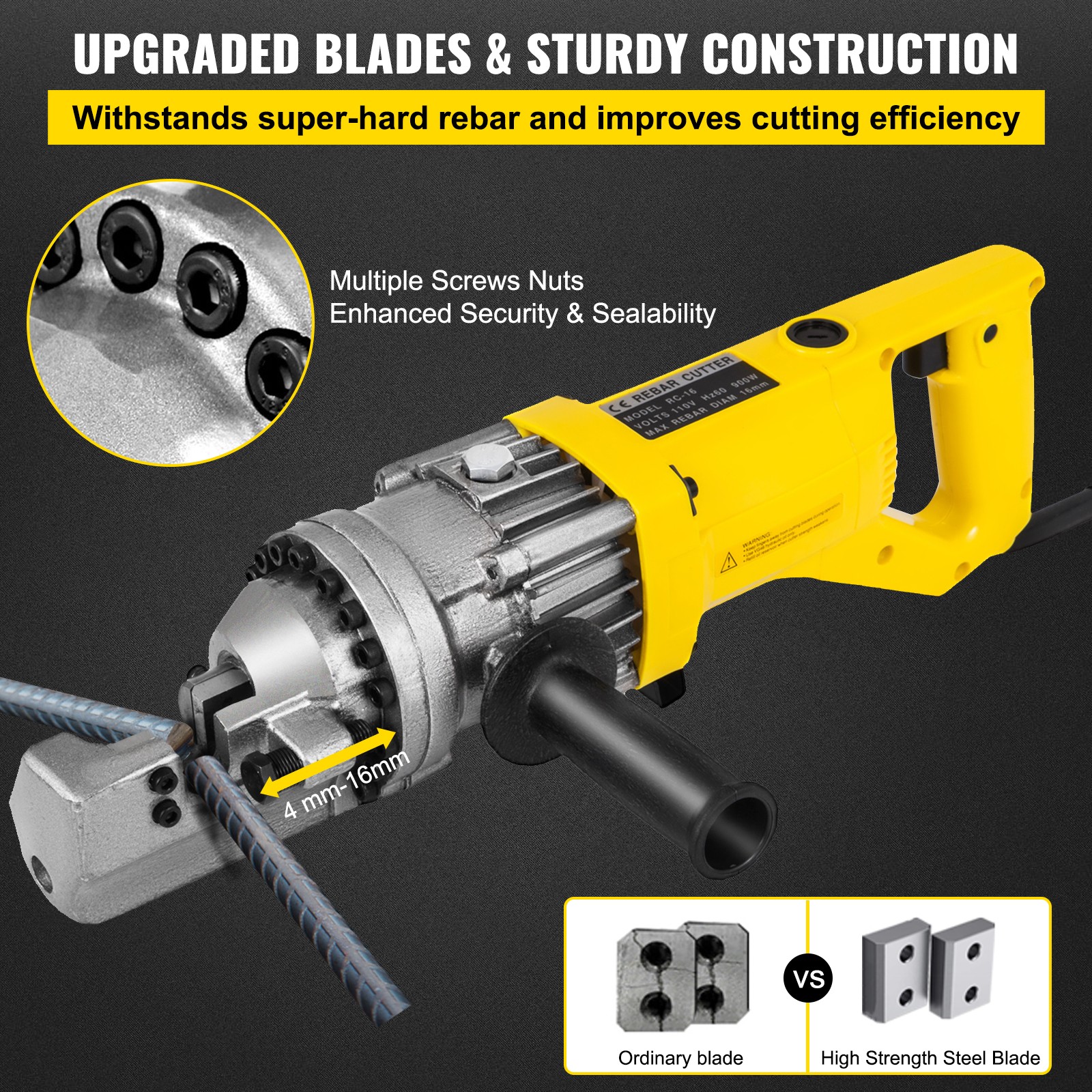 Rebar Cutter RC-16 5/8″ Capacity Portable Electric Hydraulic 16mm Rebar Cutting
