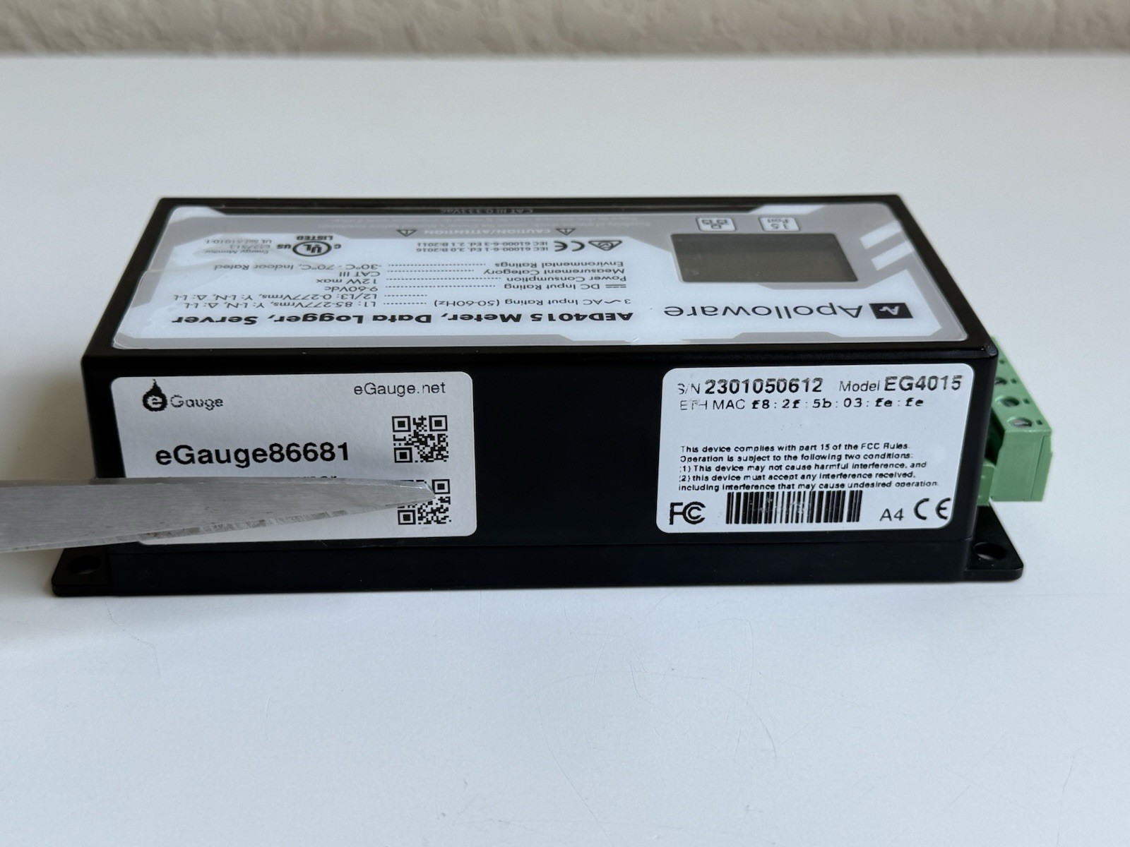 eGuage EG4015 Apolloware Meter Data Logger Server