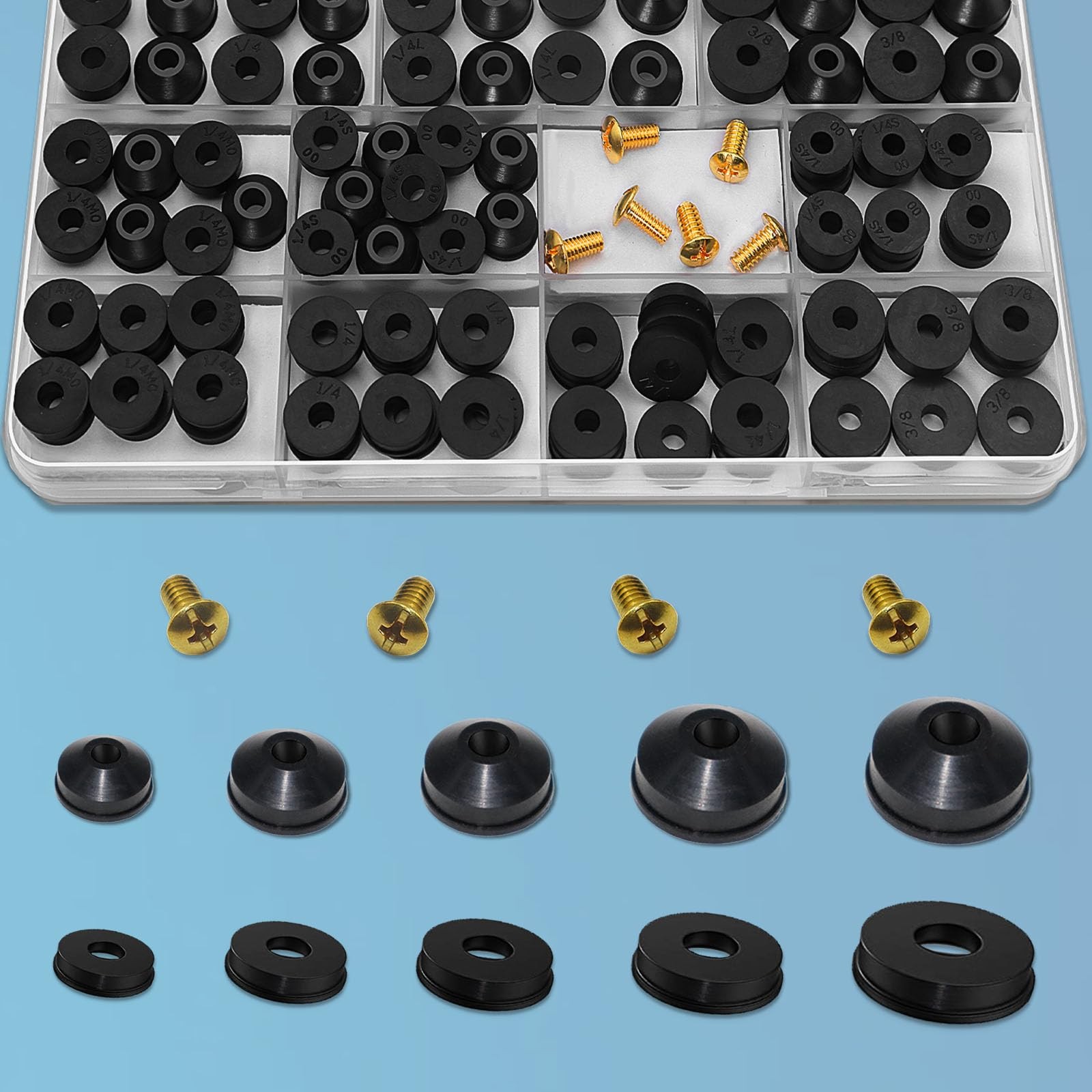 ZDBB 106 pcs Flat and Beveled Faucet Washers Brass Bibb 106 PCS, Black