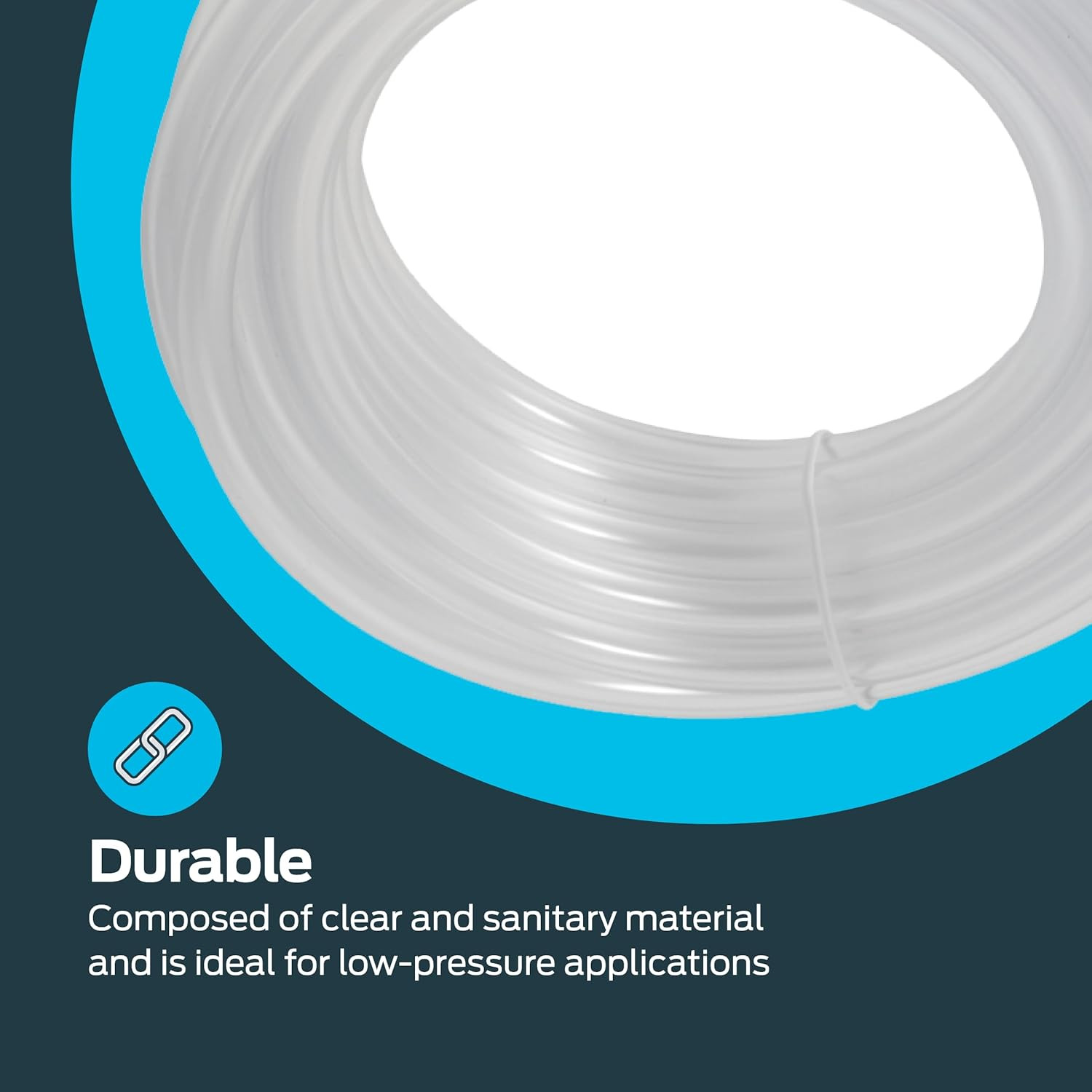0.17 Inch ID (1/4 Inch OD) PVC Clear Vinyl Tubing, 20 Foot Length, 98560