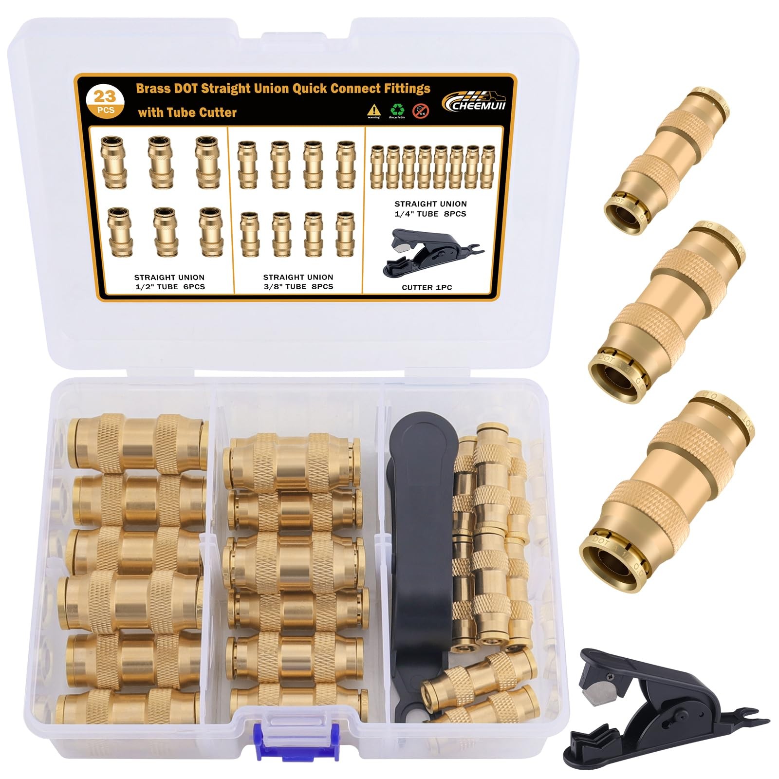 23 PCS Brass DOT Quick Connect Air Hose Fittings for Trucks & RVs