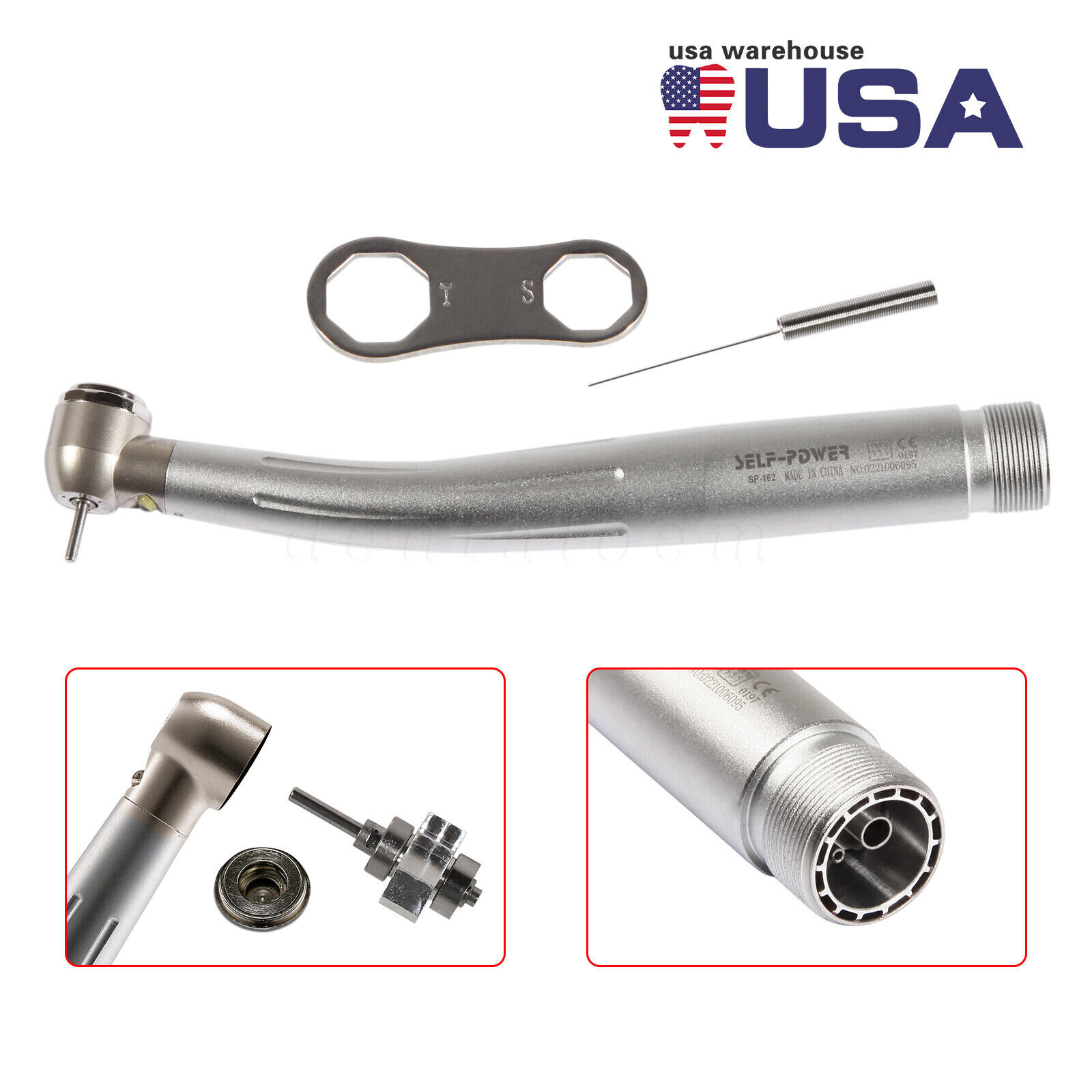 NSK Style Dental Fiber Optic LED High Speed Handpiece Turbine 2-Hole Self Power