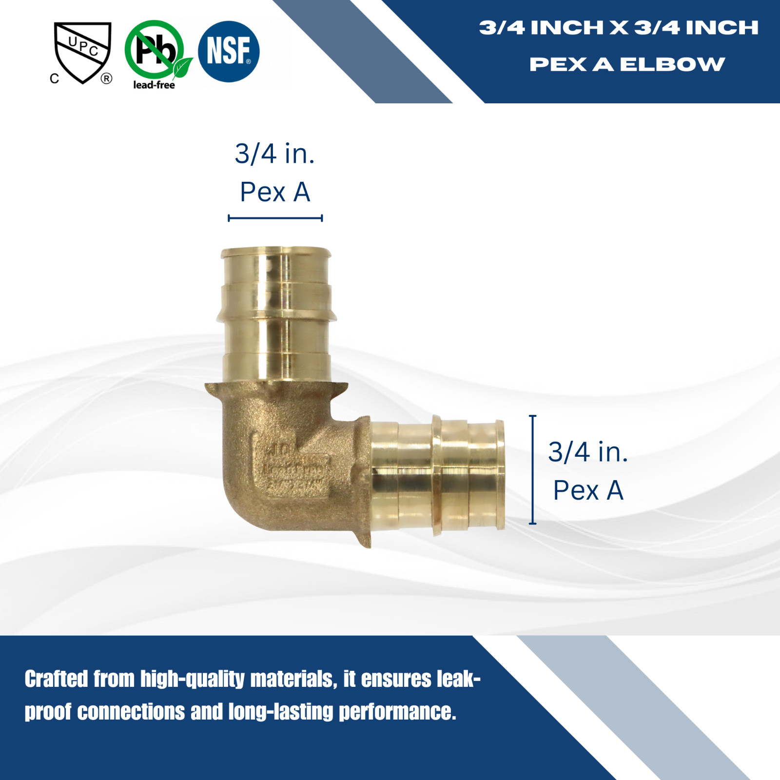 10 Pcs XFITTING 3/4″ Pex A Elbow, 3/4 Expansion Elbow, Lead Free Brass 29-2-2=10