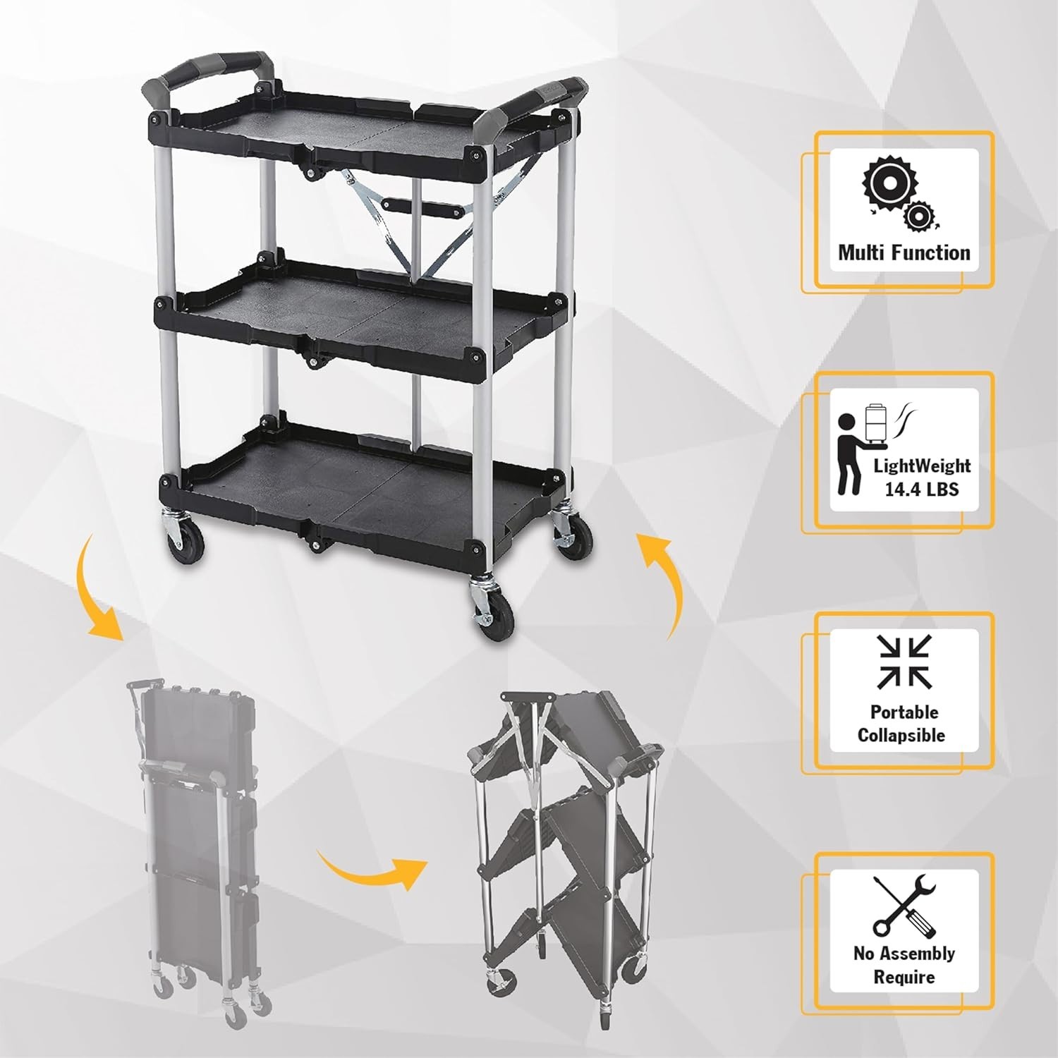 OLYMPIA TOOLS 85-188 PACK-N-ROLL FOLDING COLLAPSIBLE SERVICE CART, 150LB-NEW!!!