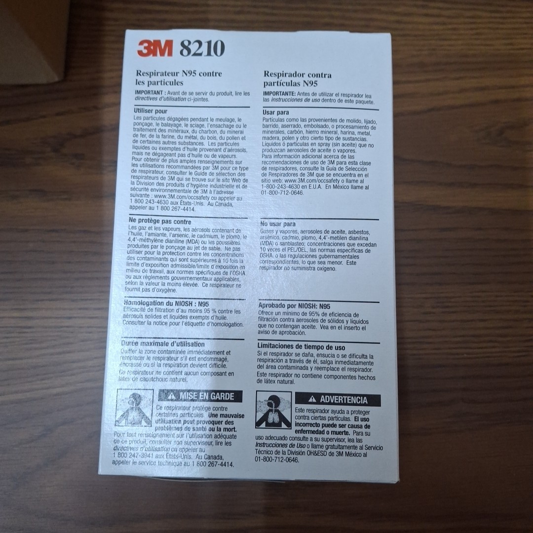 3M 8210 N95 Disposable Respirator Dust Mask | 4 Packs of 20=80 Masks | EXP | New