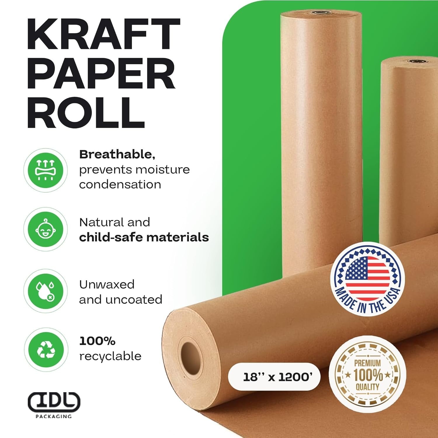 18″ 30# 1200′ Brown Kraft Paper Roll Shipping Wrapping Cushioning Void Fill