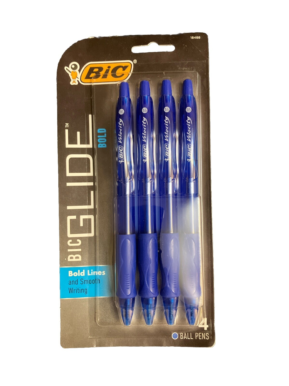 BIC VLGBP41-Blu Velocity Bold Retractable Ball Pen Bold Point 1.6mm Blue 4-Count