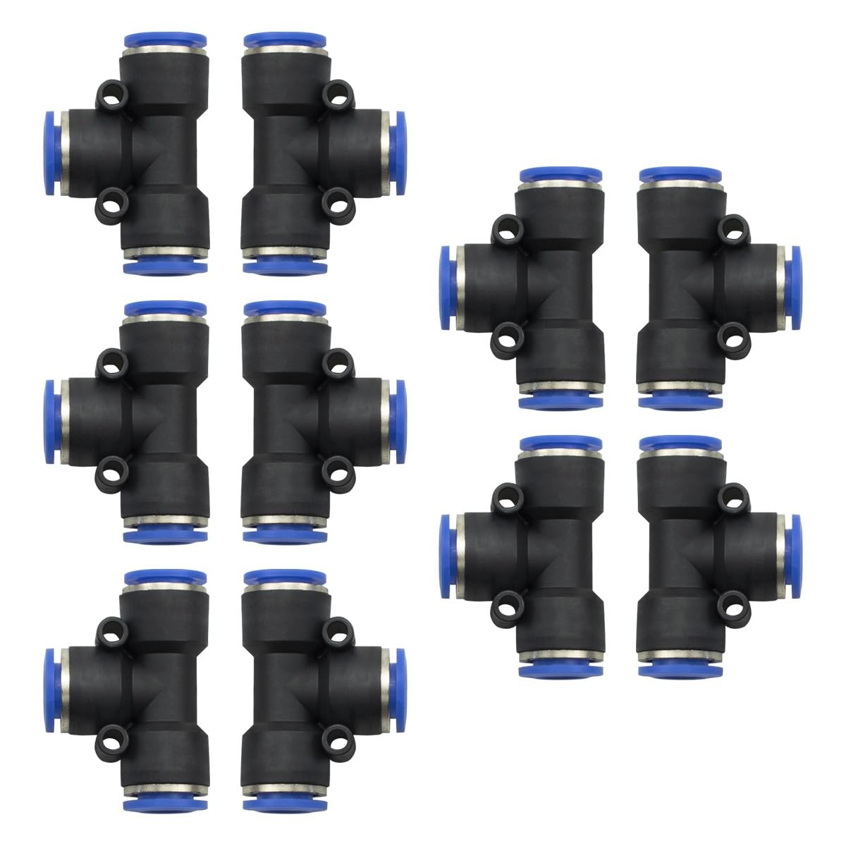 Bwintech 10 Pcs 8mm 3 Way Tee Push in Connect Pneumatic Fitting,3 Way Plastic…