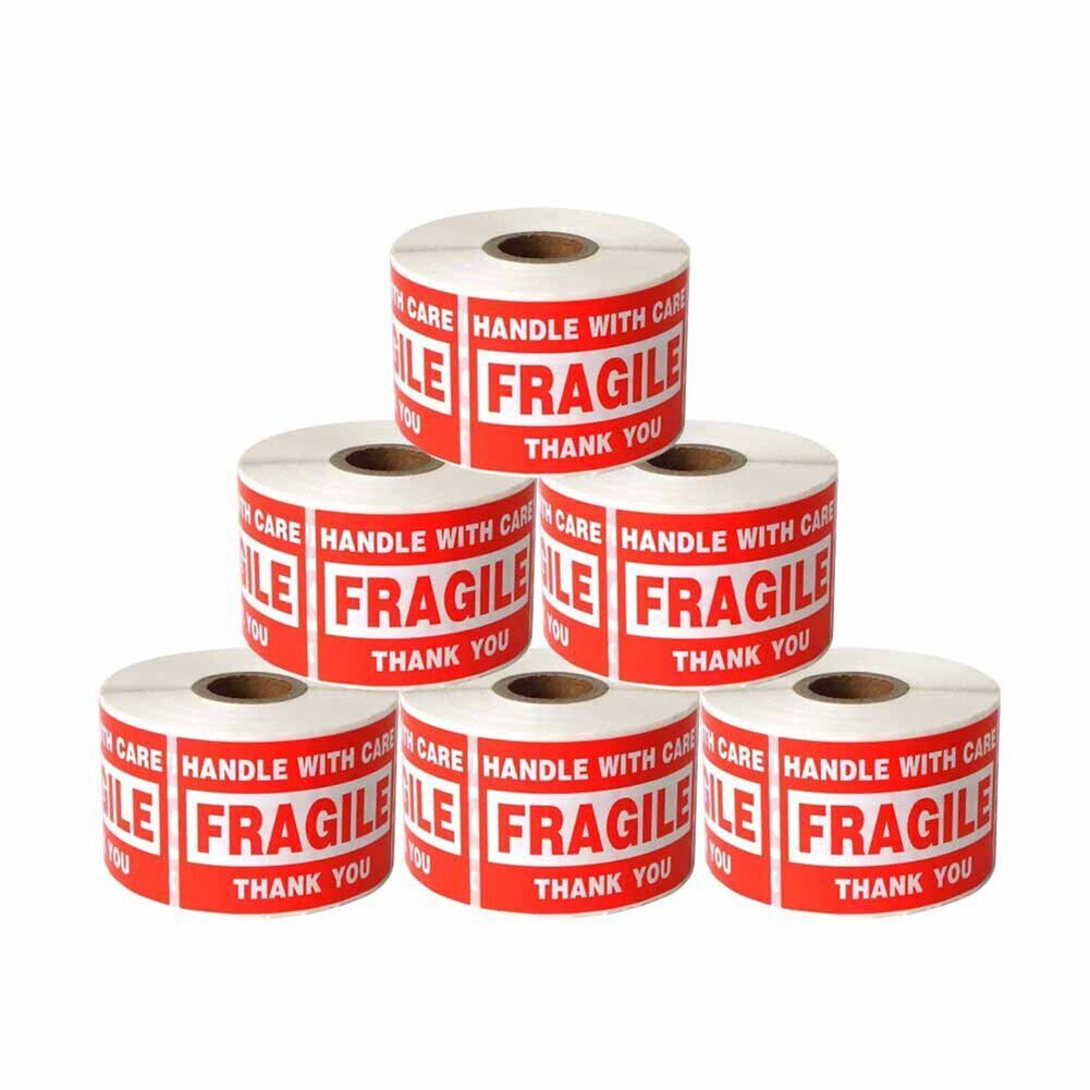 10000 Fragile Stickers 2×3 Handle with Care Thank You Mail Labels 500/Roll