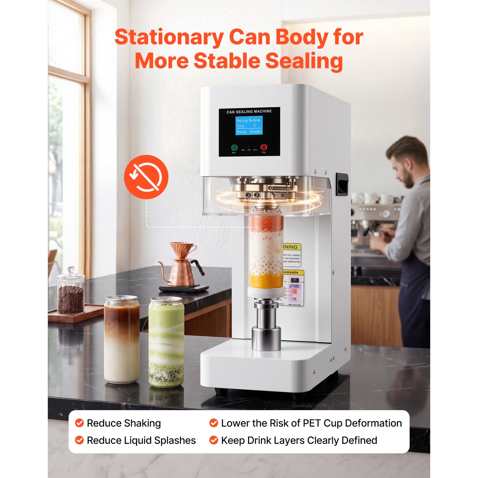 Uimoso Automatic Can Sealing Machine for Soda and Coffee Shops – White