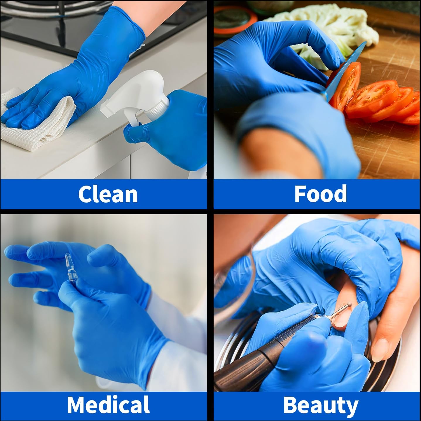 Supmedic Nitrile+ Disposable Gloves, 5 Mil X-Large, (Blue) X-large