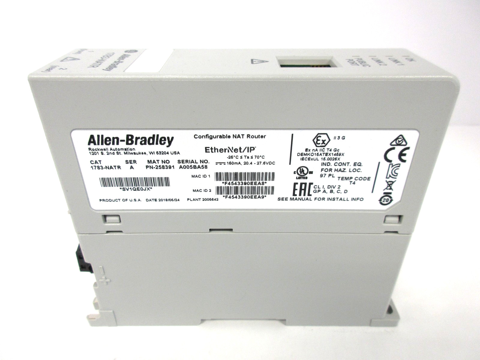 Allen-Bradley 1783-NATR Ser. A Configurable NAT Router EtherNet/IP Mfd 2018