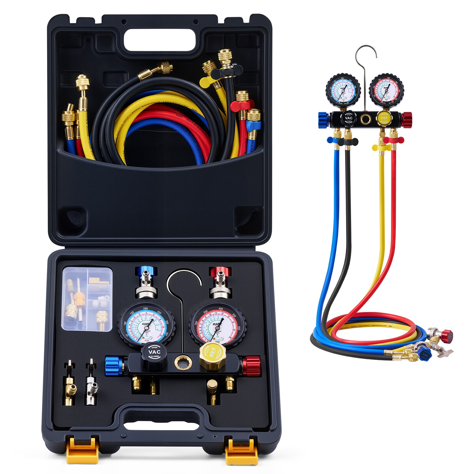 OMT 4 Way AC Gauge Set Professional A/C Manifold Gauge Kit for R410a R22 R134a