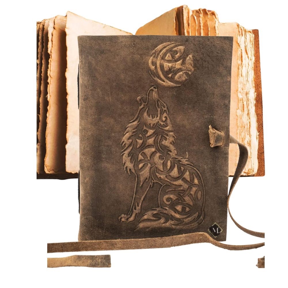 Leather Journal Set of10–Wolf Embossing Diary5x7,200Pages–Special Combo Deal