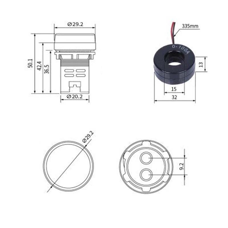 AC 60-500V 0-100A 22mm 3 in 1 Voltmeter Ammeter LED Digital Volt/AMP Meter HOT