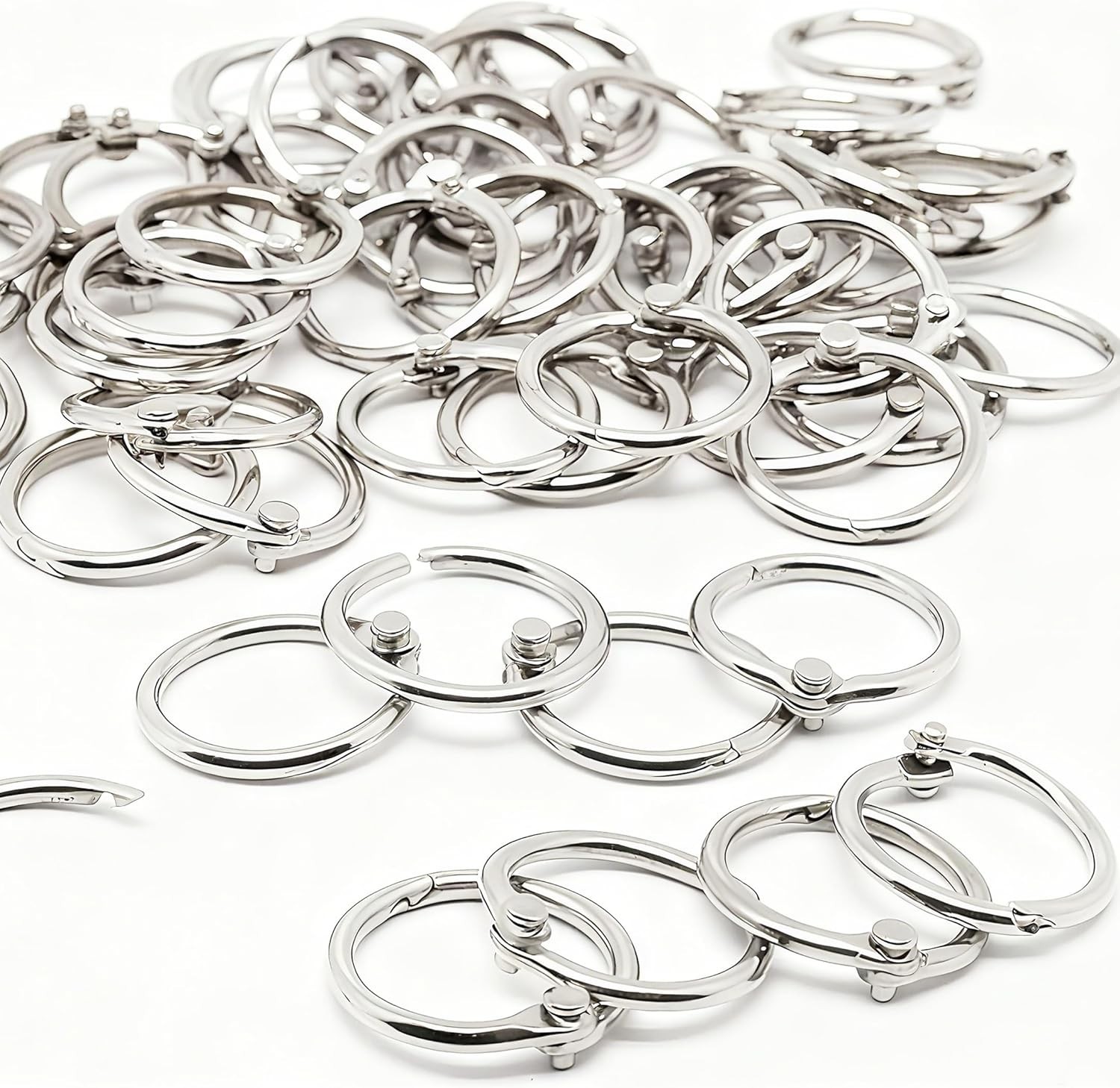 Small Binder Rings 1/2 inch 50 Pcs Mini Book Rings Small Key Ring Metal Loose…