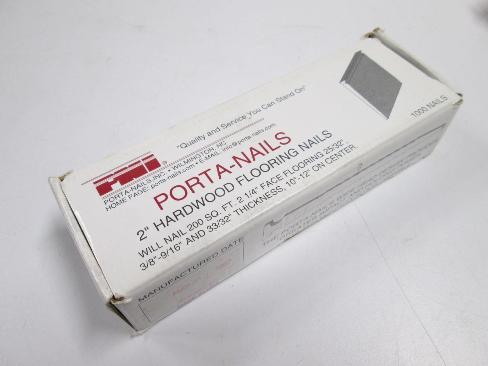 PORTA-NAILS 2″ Hardwood Blind Nail Wide T-Head for Flooring Nailer USA 1000/Box