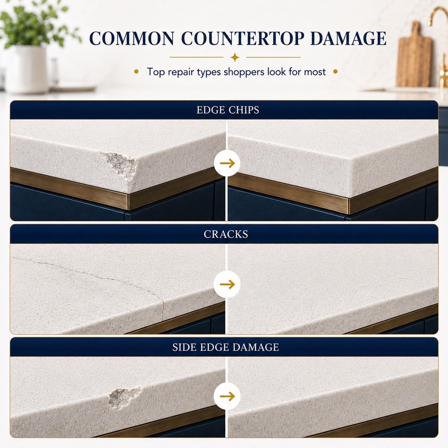 DIY Quartz Countertop Repair Kit – Quick-Drying Epoxy for Chips, Cracks, Scratch