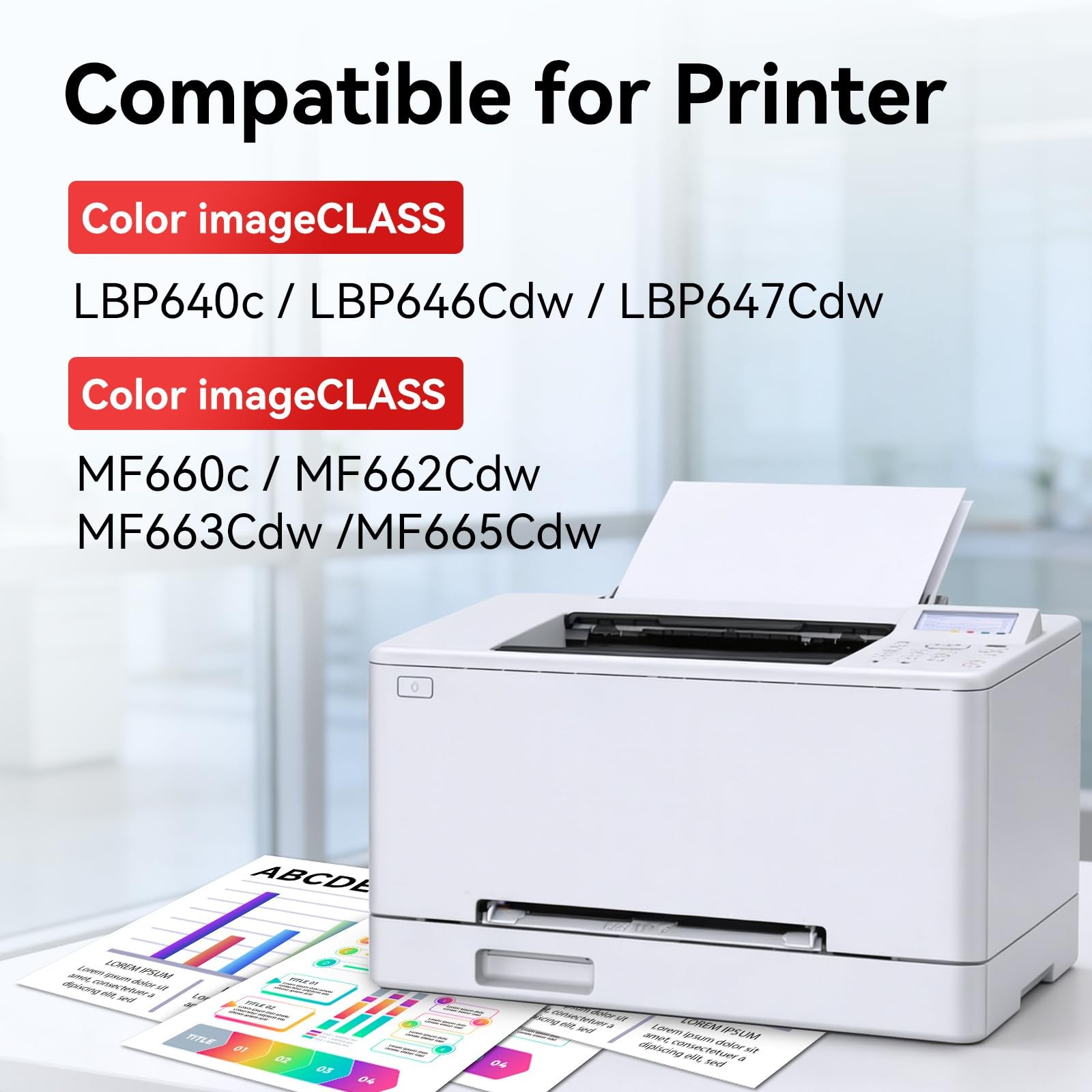 *New* 075H High Yield Color ImageCLASS Canon Compatible Toner 4-Pack w/Chip