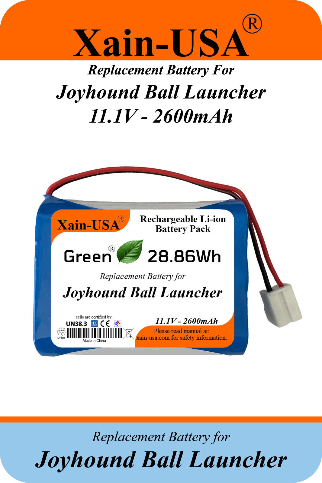 11.1V 2600mAh Replacement Battery for Joyhound Ball Launcher